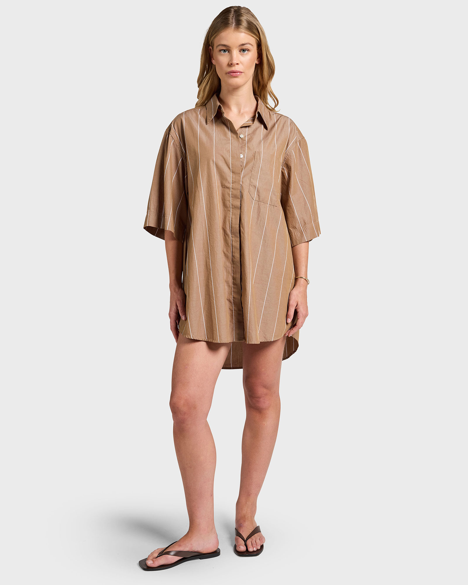 Alma Stripe Poplin Shirt Dress