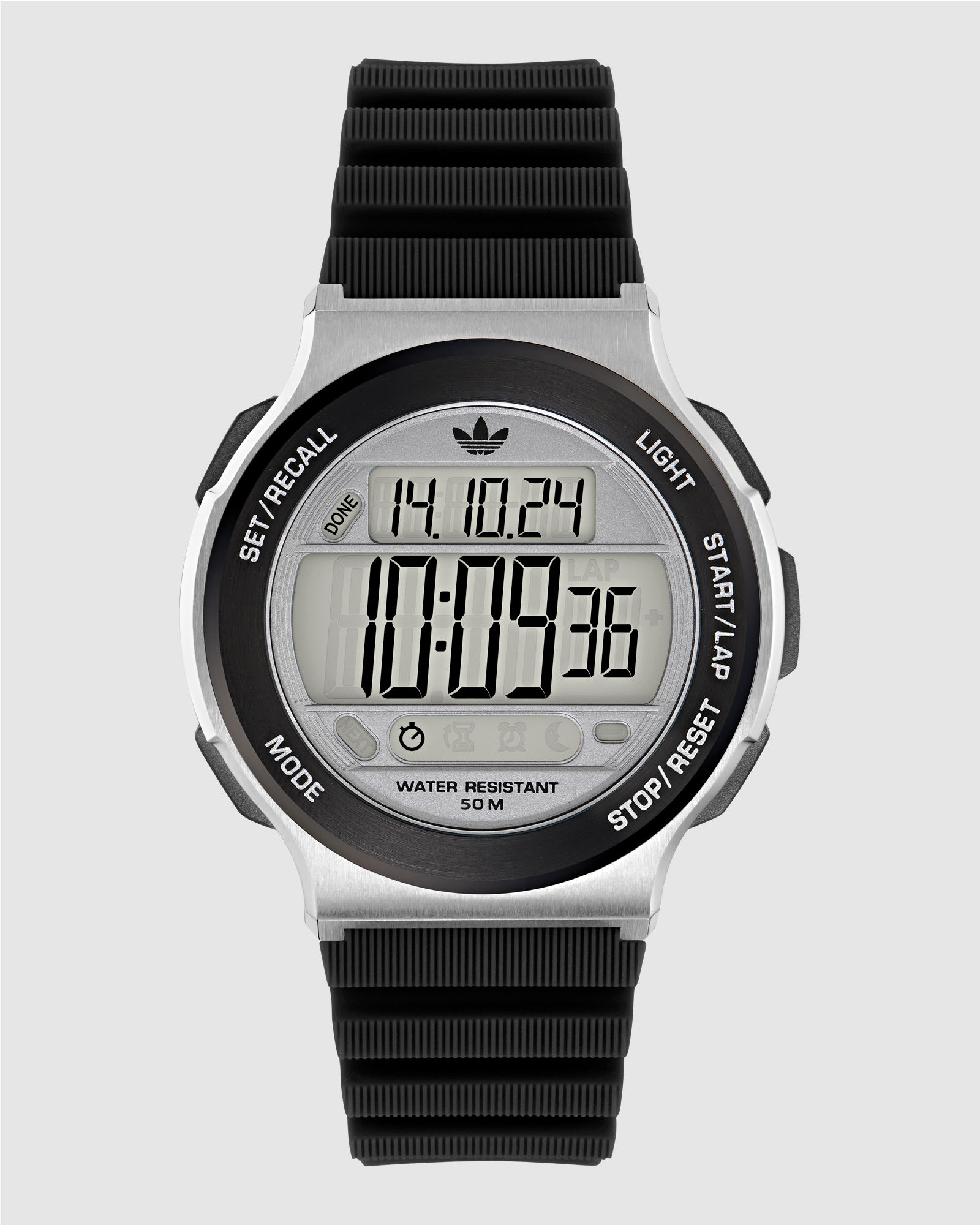 Expression Three Digital Steel Black Silicone Watch