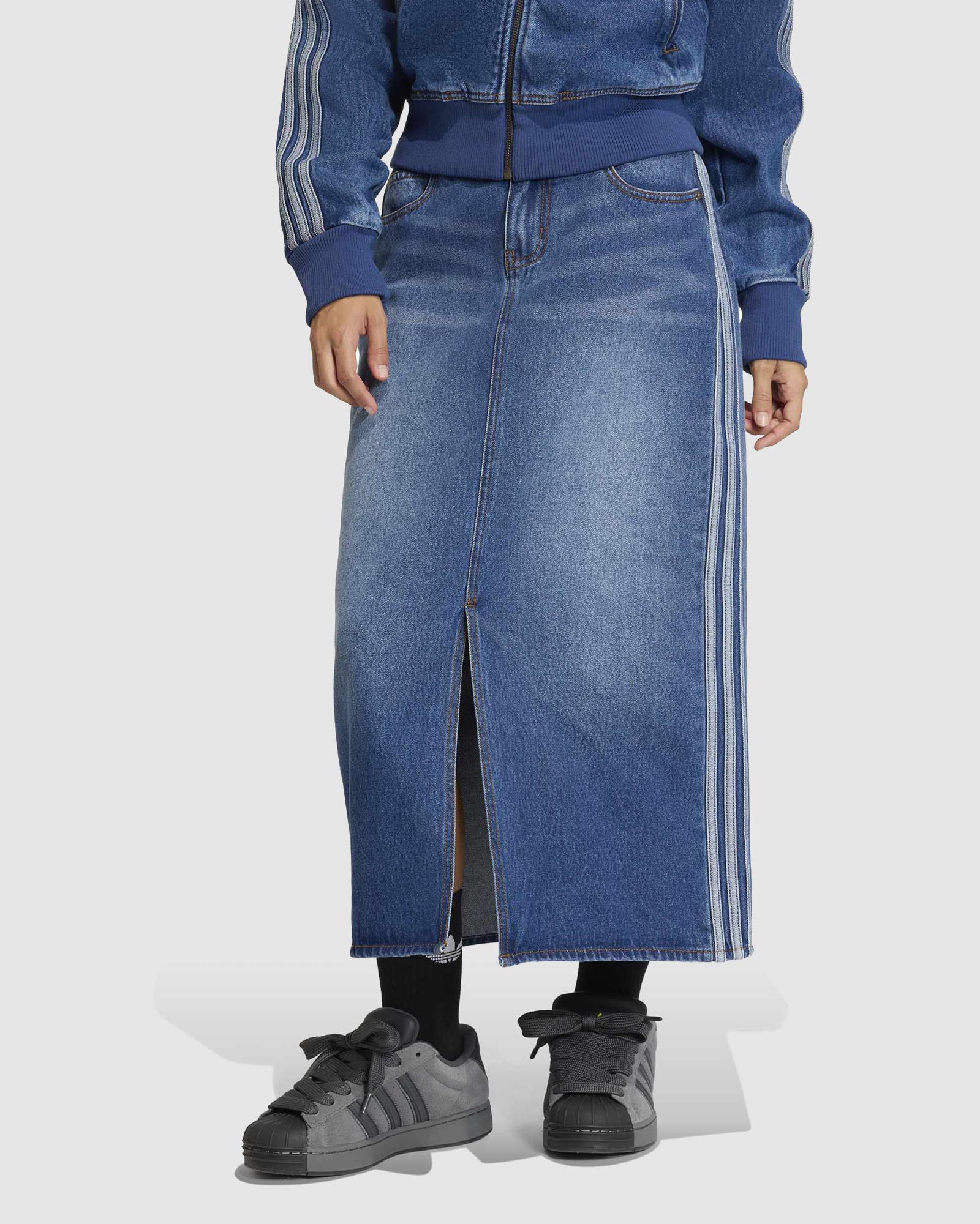 3-Stripes Pencil Skirt Denim