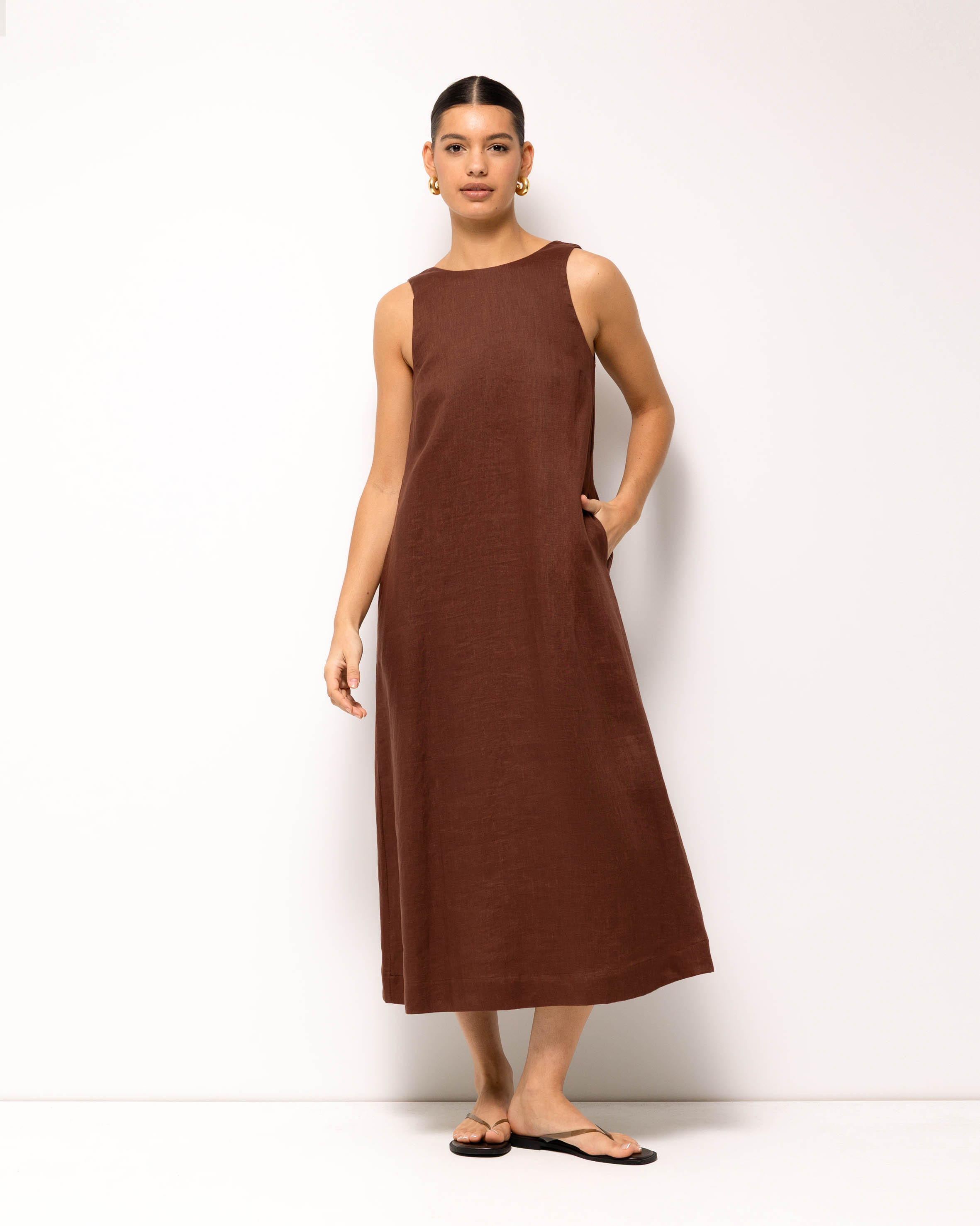 Maya Linen Relaxed Midi Dress