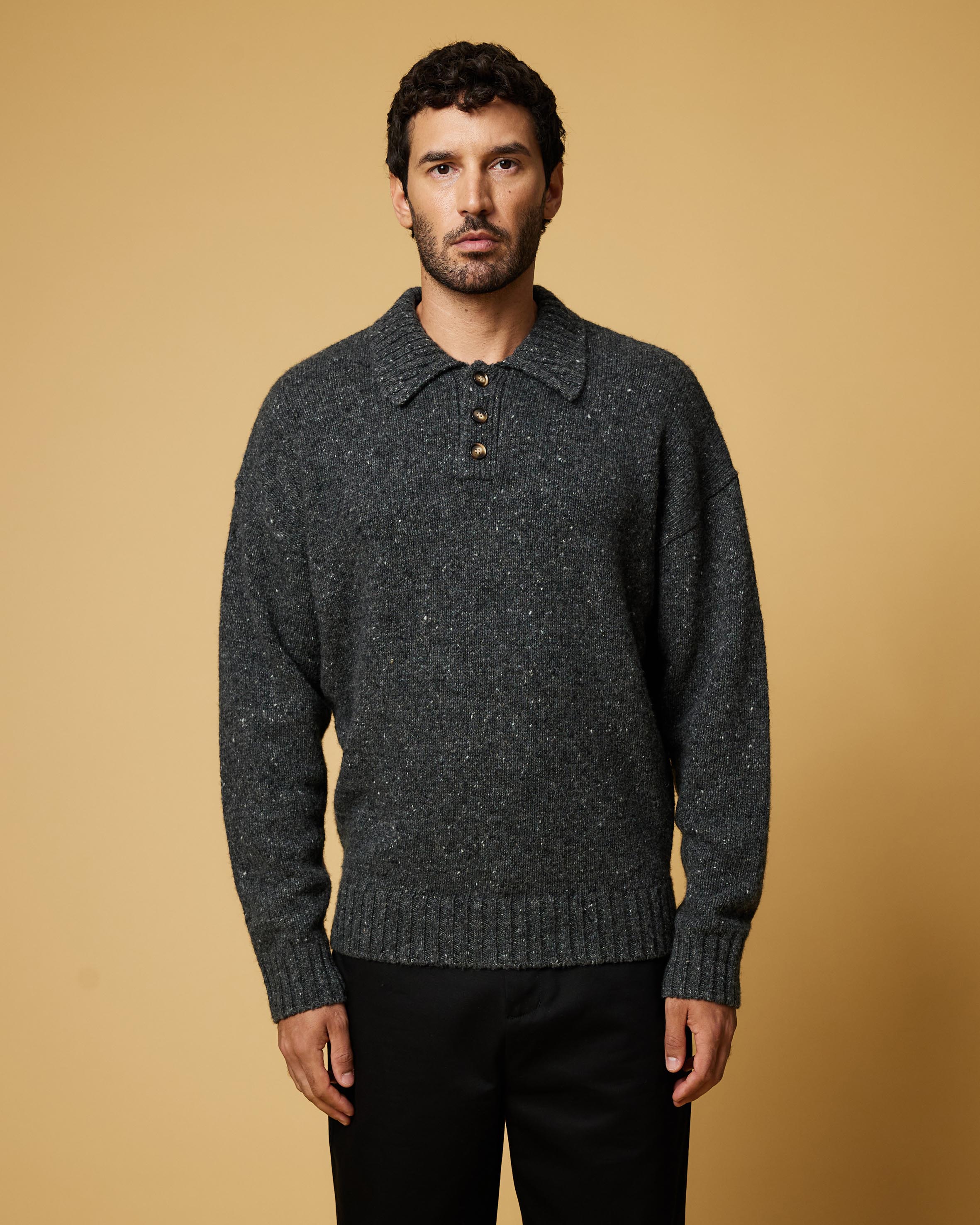 Wool Blend Knitted Polo