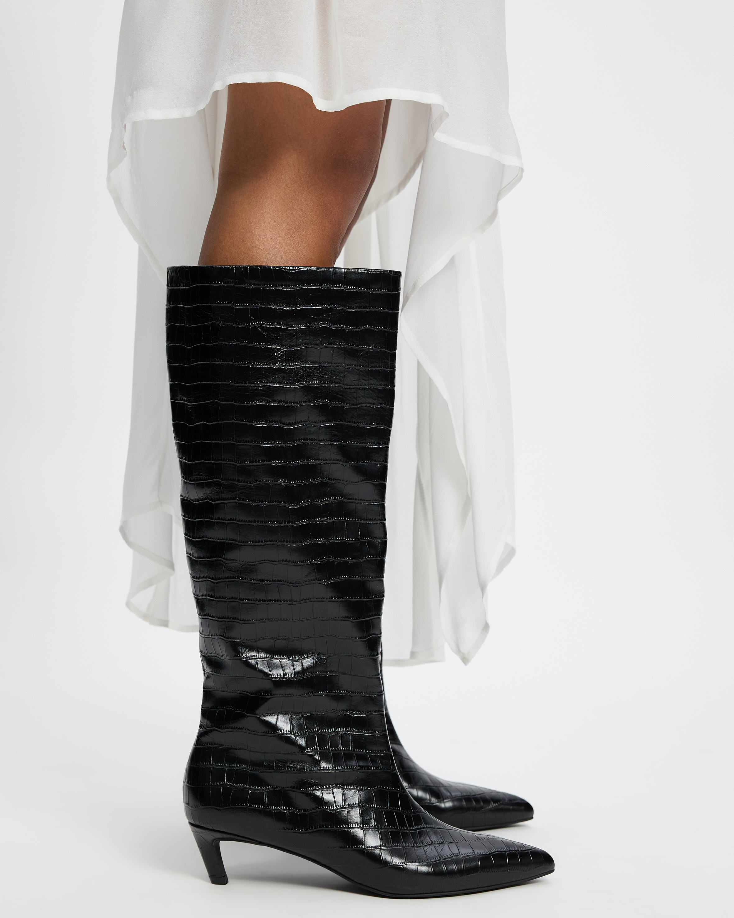 Nara Knee High Heeled Leather Boots