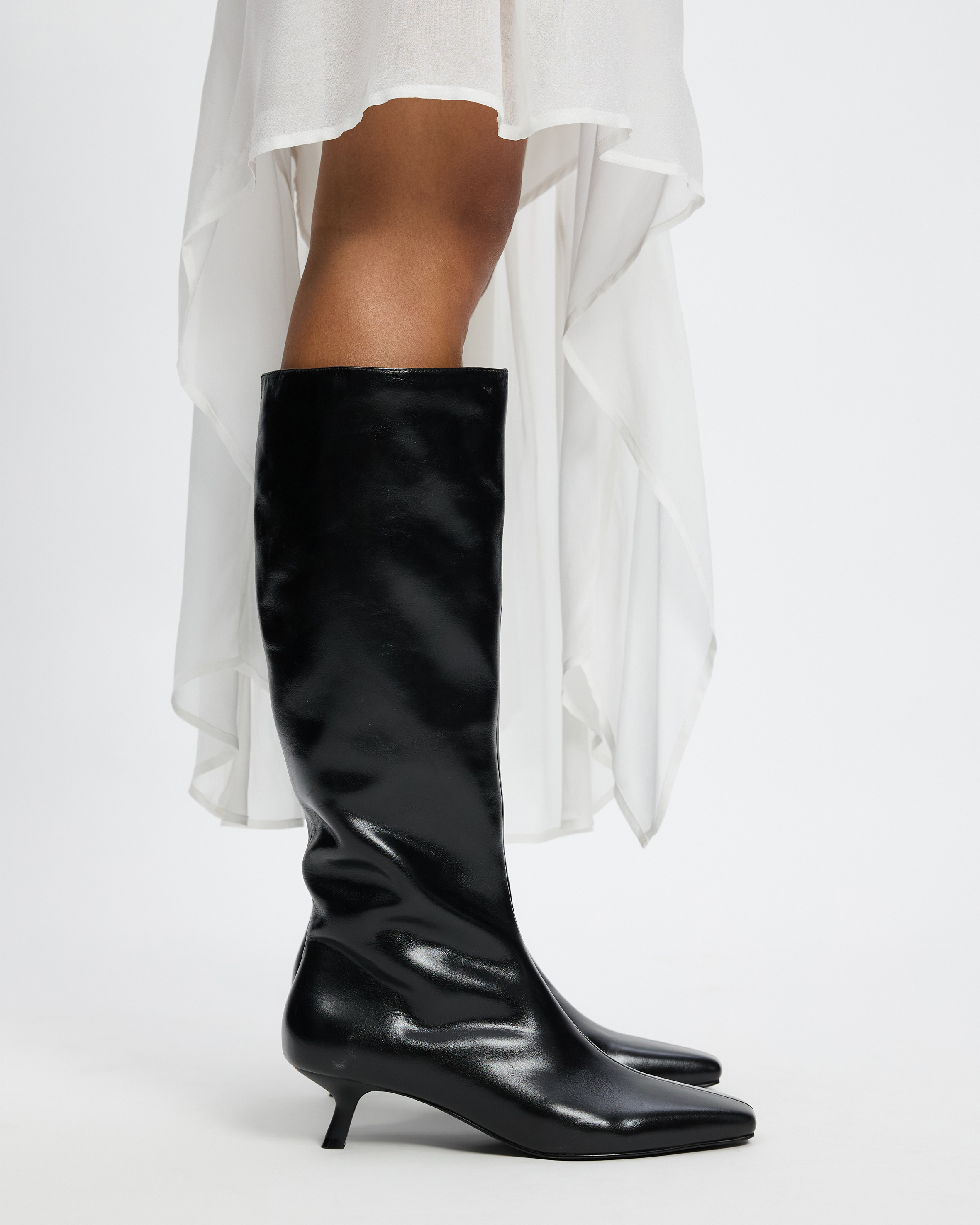 Maria Leather Knee High Kitten Heel Boots