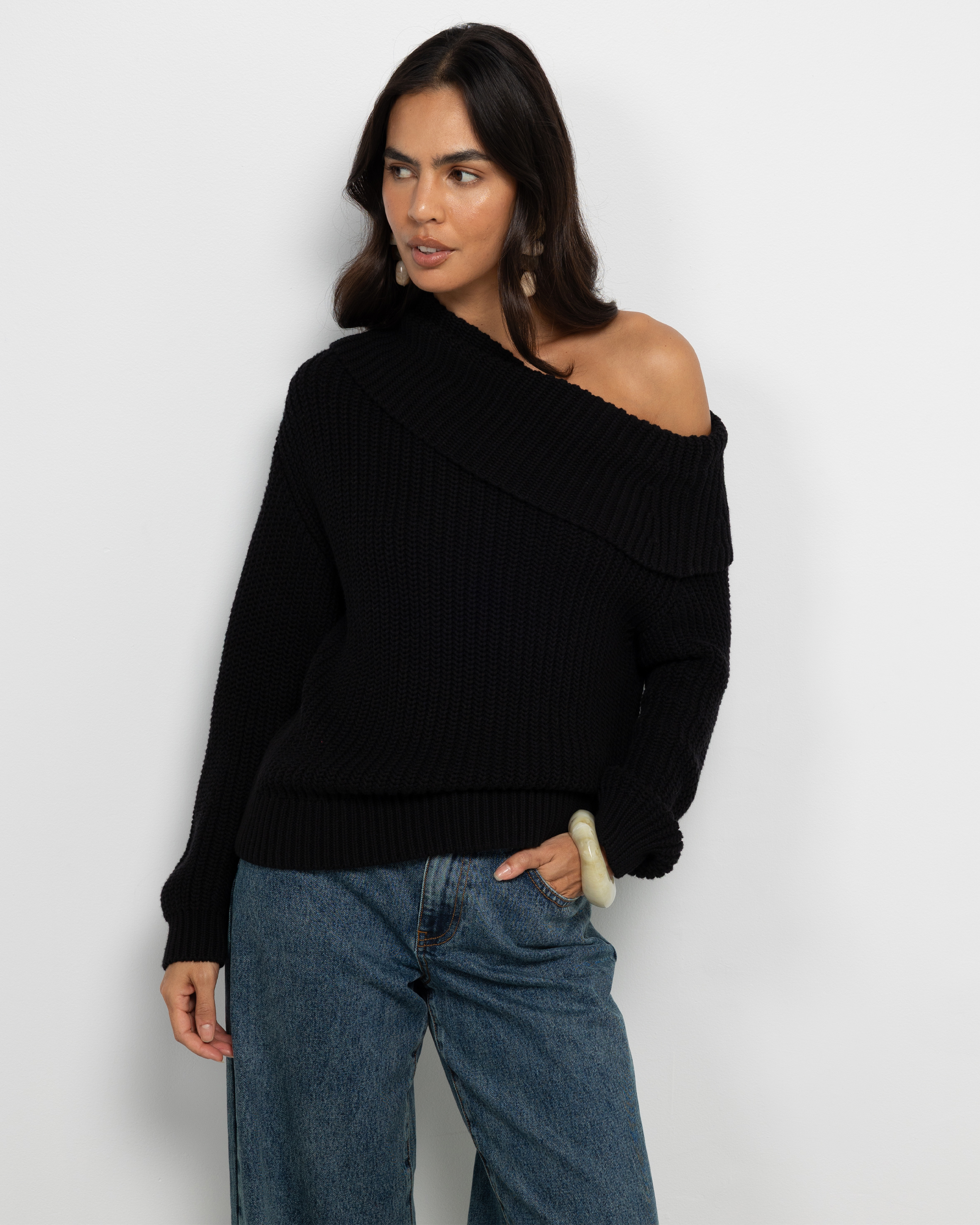 Leia Off Shoulder Knit Jumper