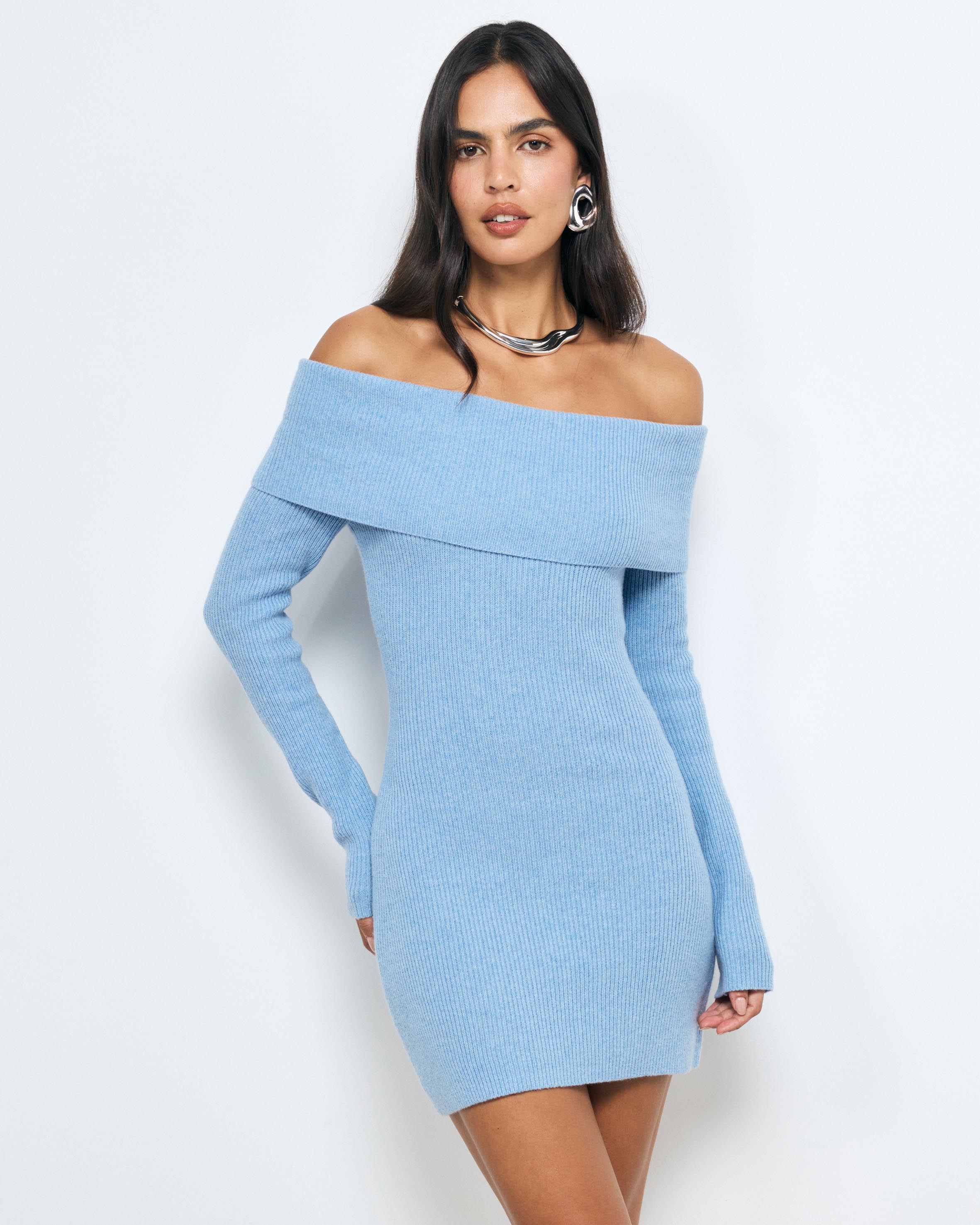 Zoe Off Shoulder Knit Mini Dress