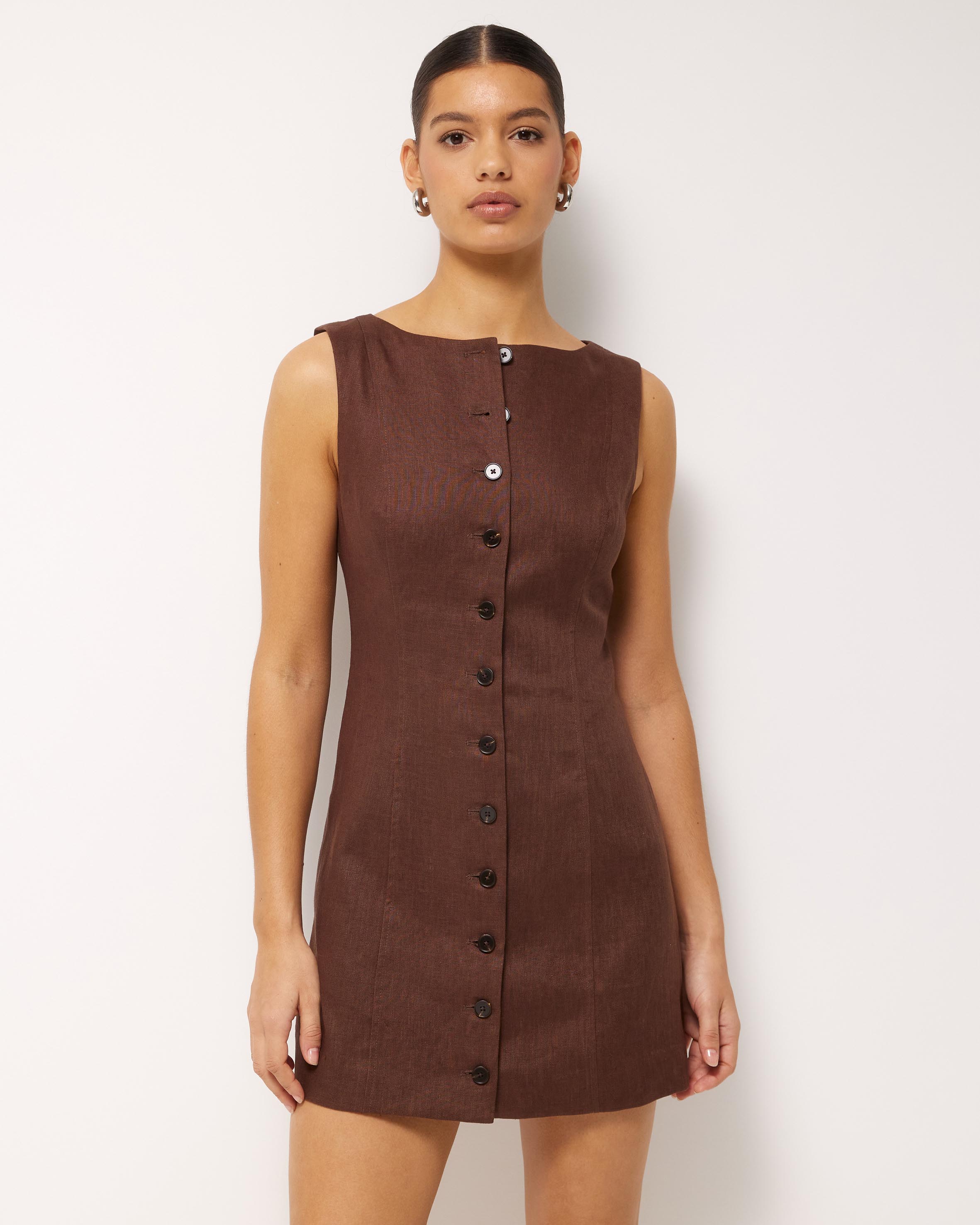 Kiri Button Through Linen Mini Dress