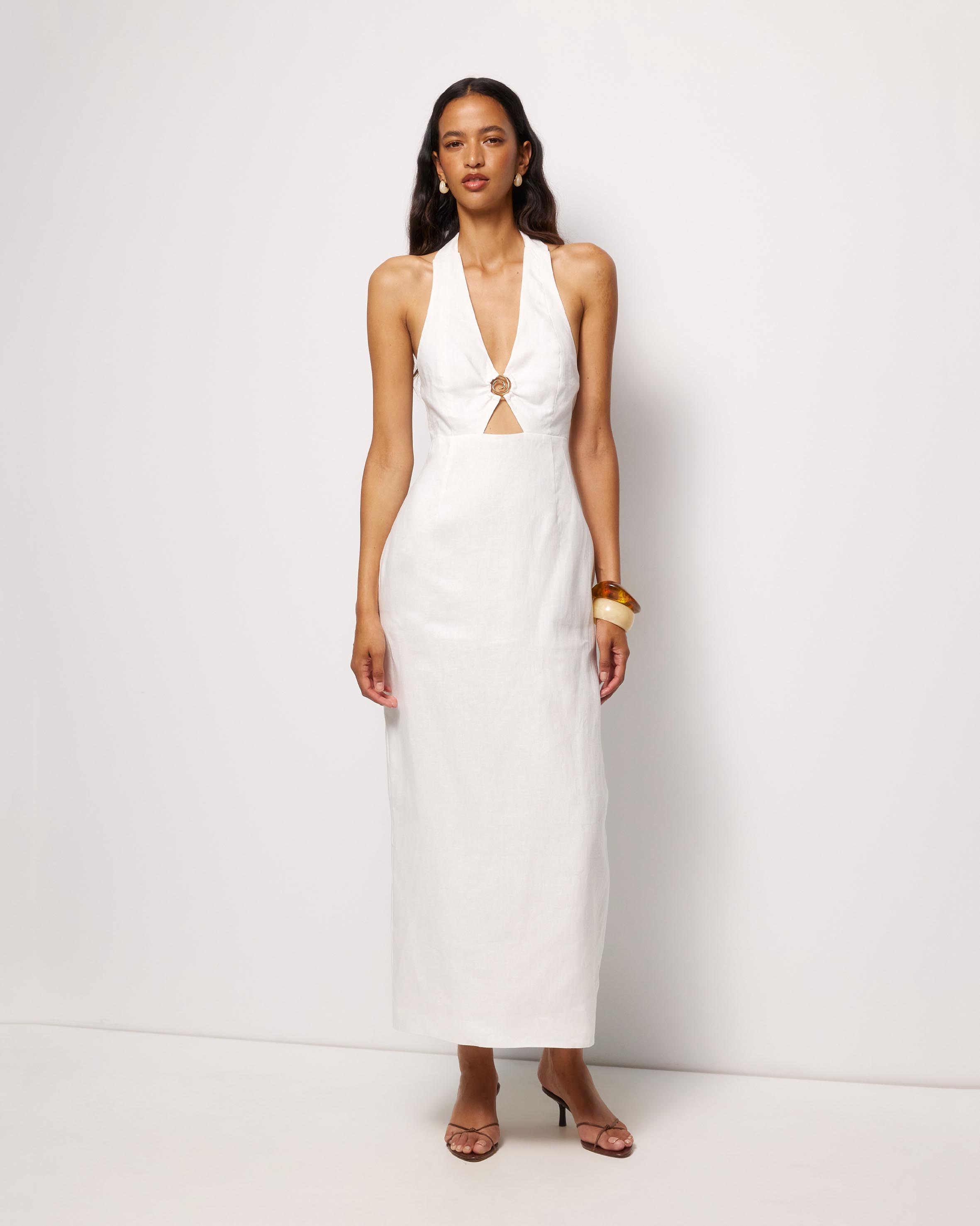 Lysandra Linen Halter Midi Dress