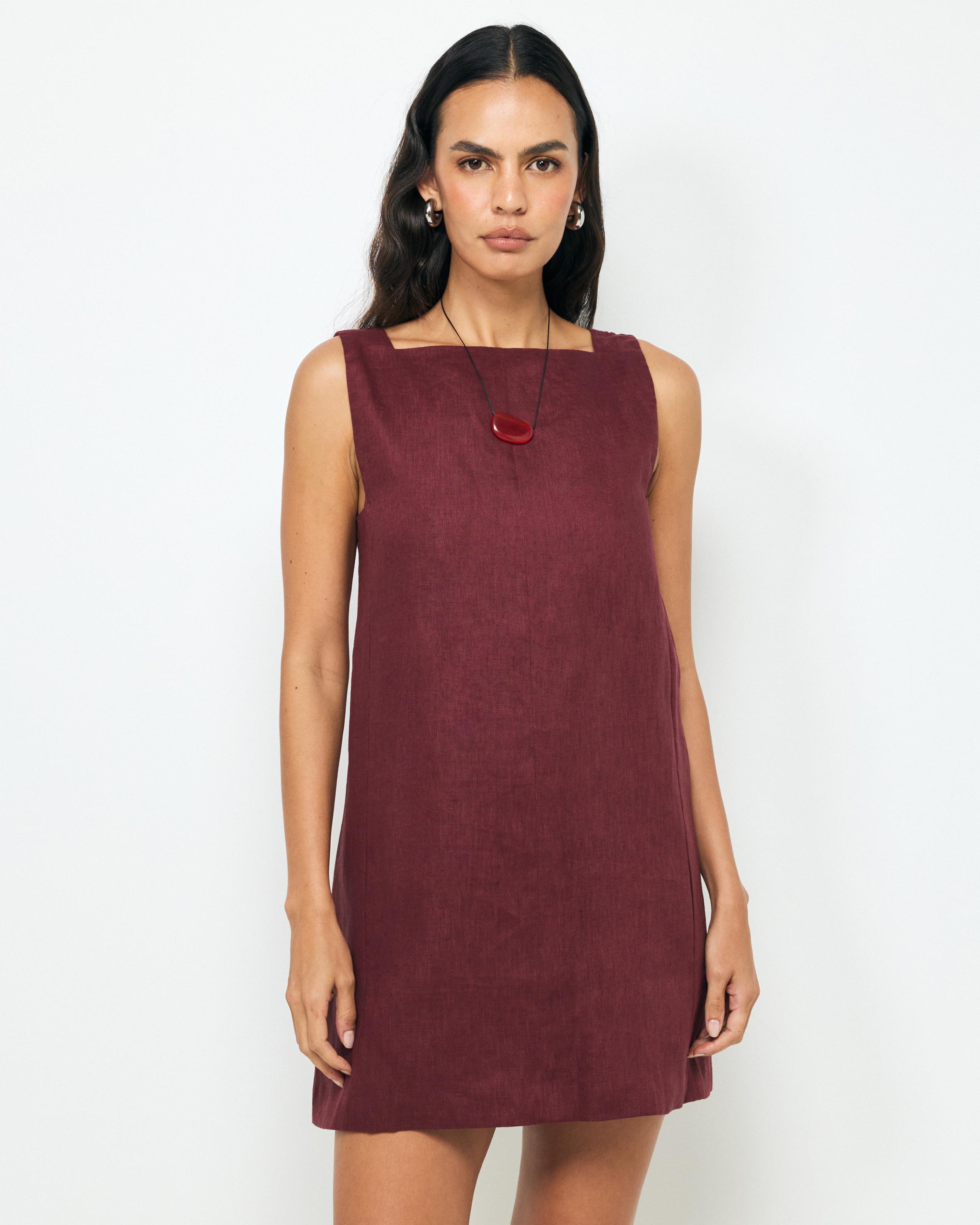 Siya Panelled Linen Shift Mini Dress