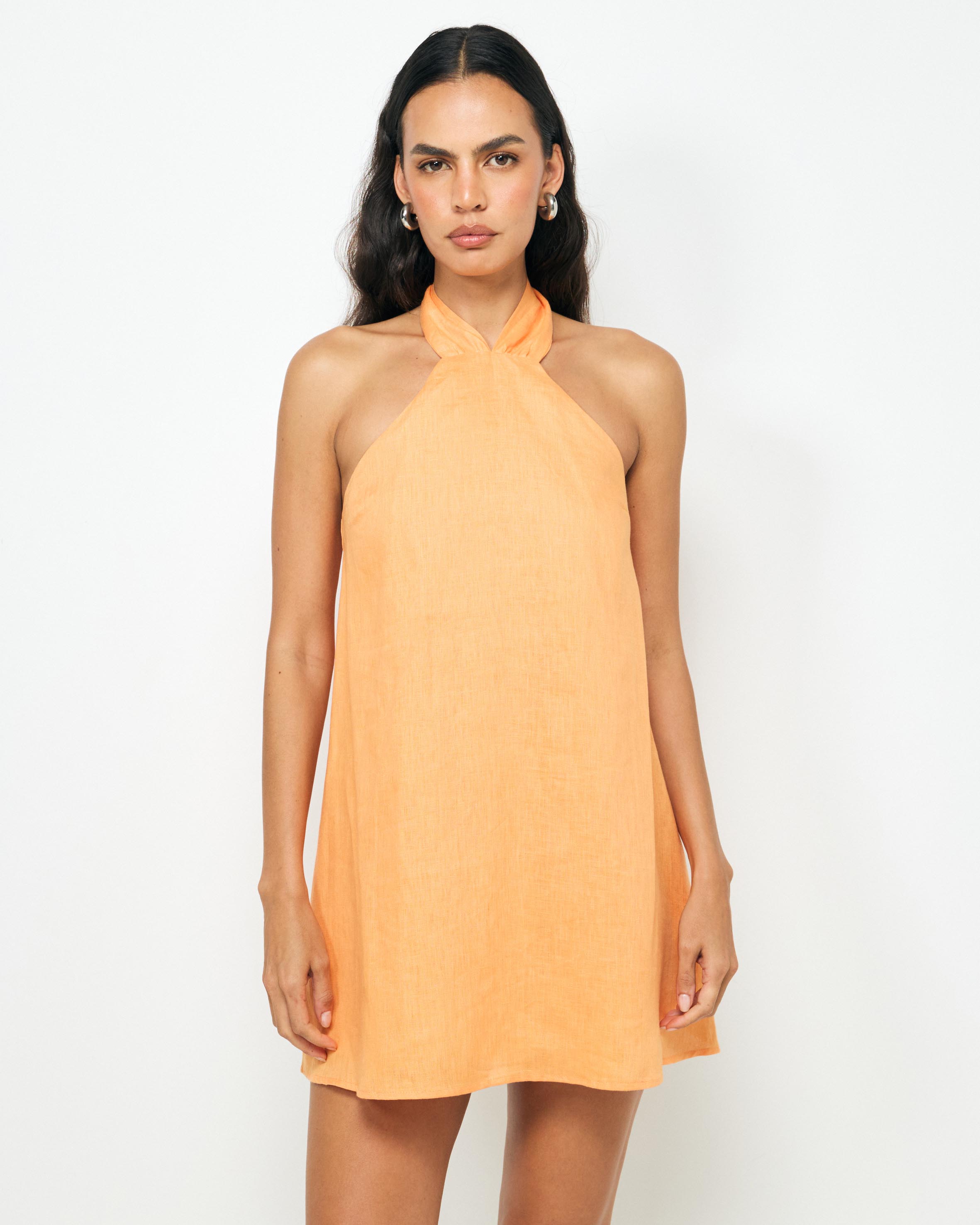 Kyla Tie Back Linen Mini Dress