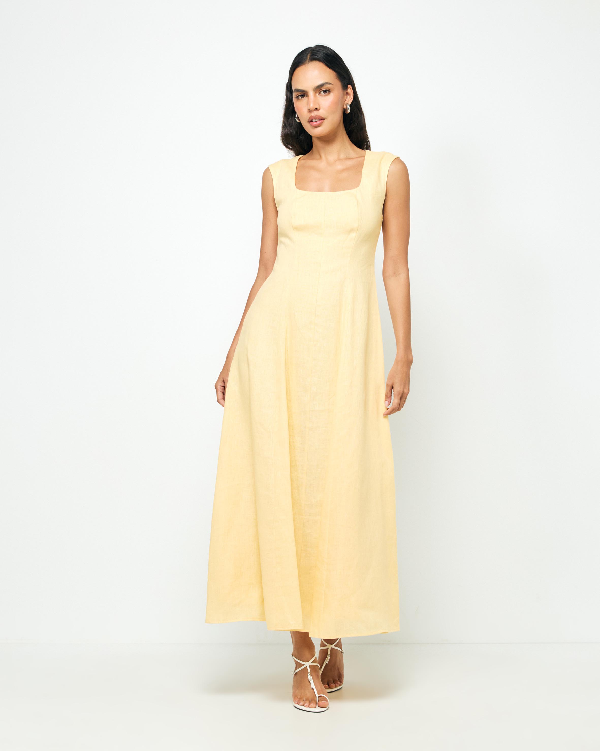 Chloe Panelled Linen Midi Dress