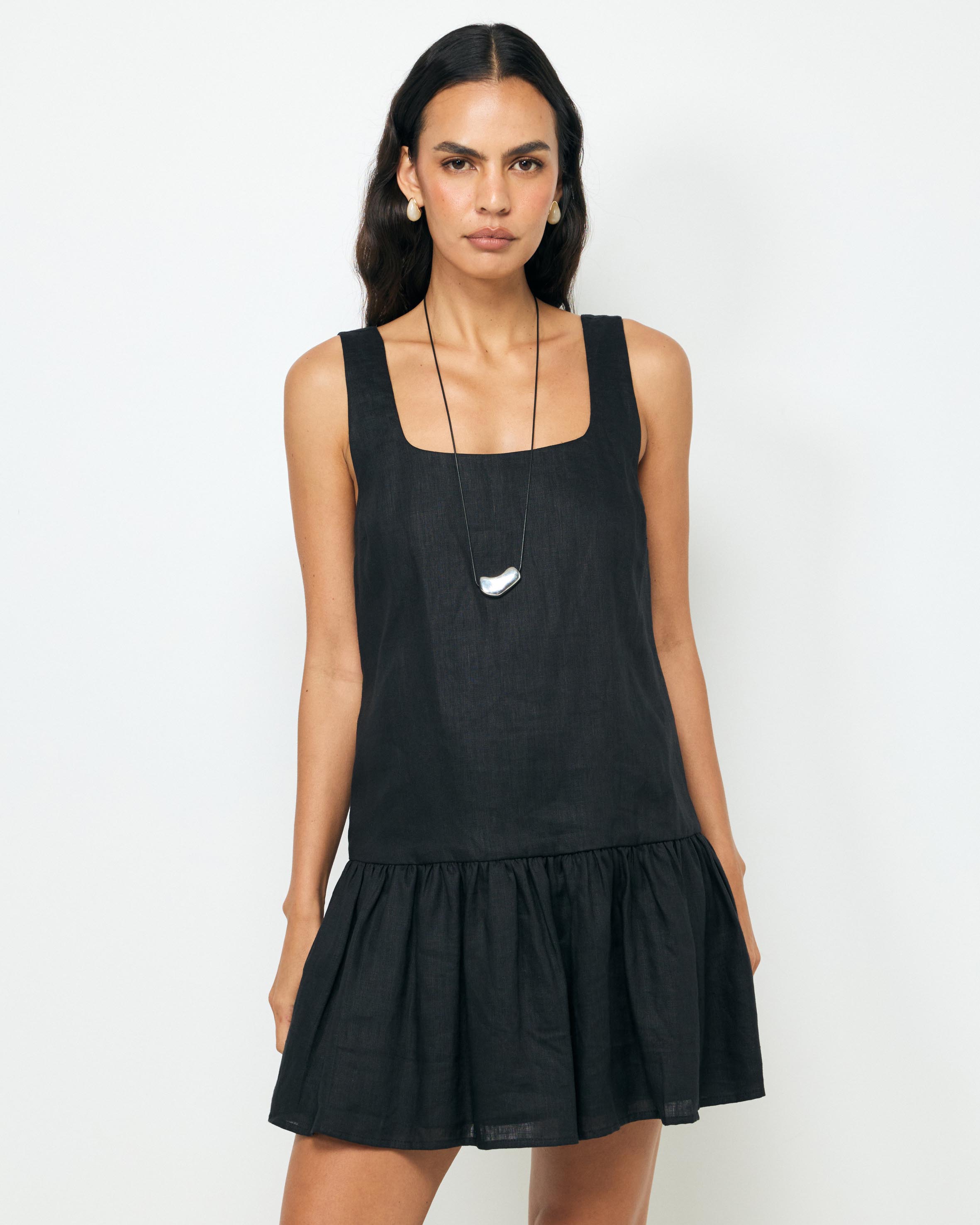 Madilyn Drop Waist Linen Mini Dress