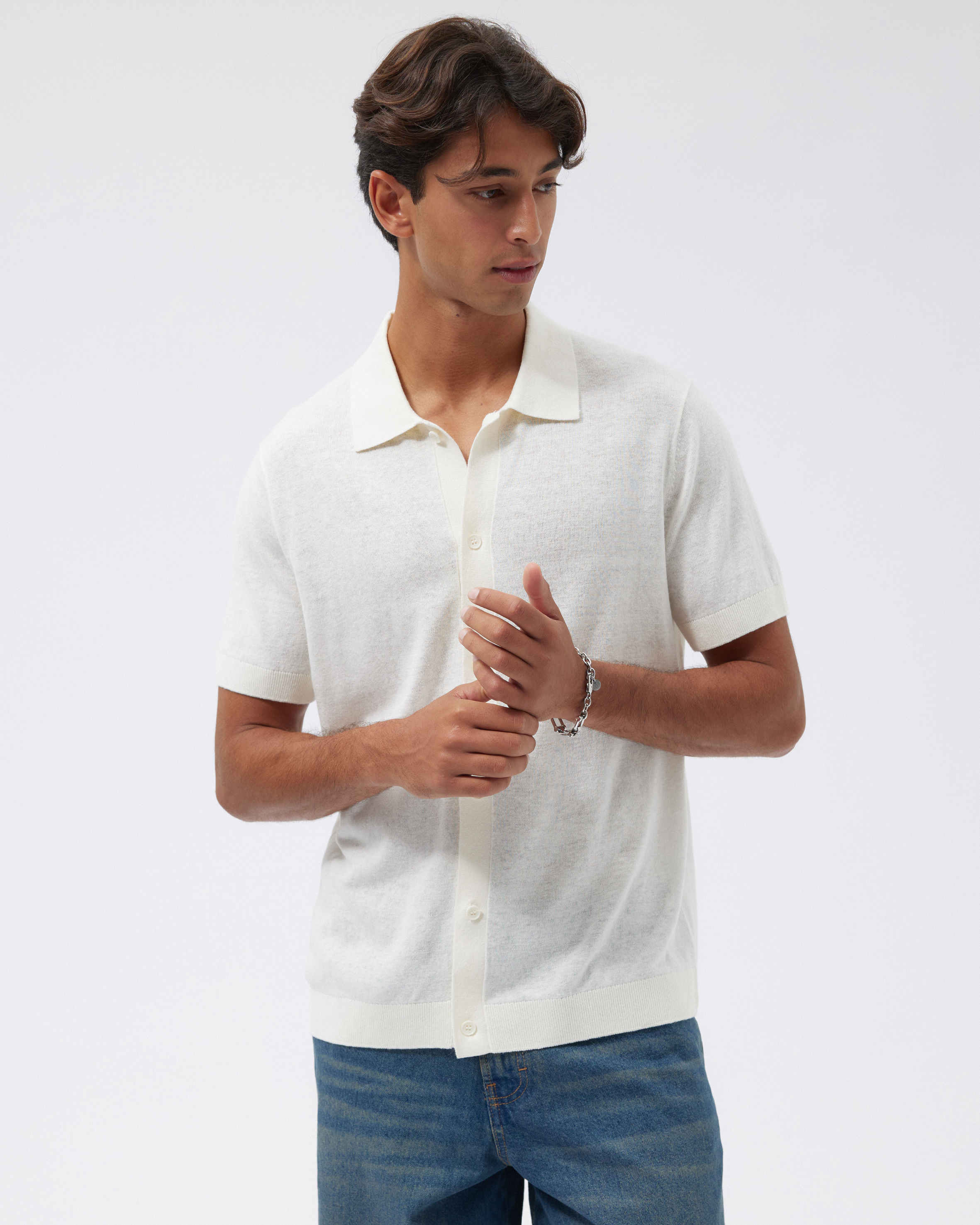 Linen Blend Knit Shirt