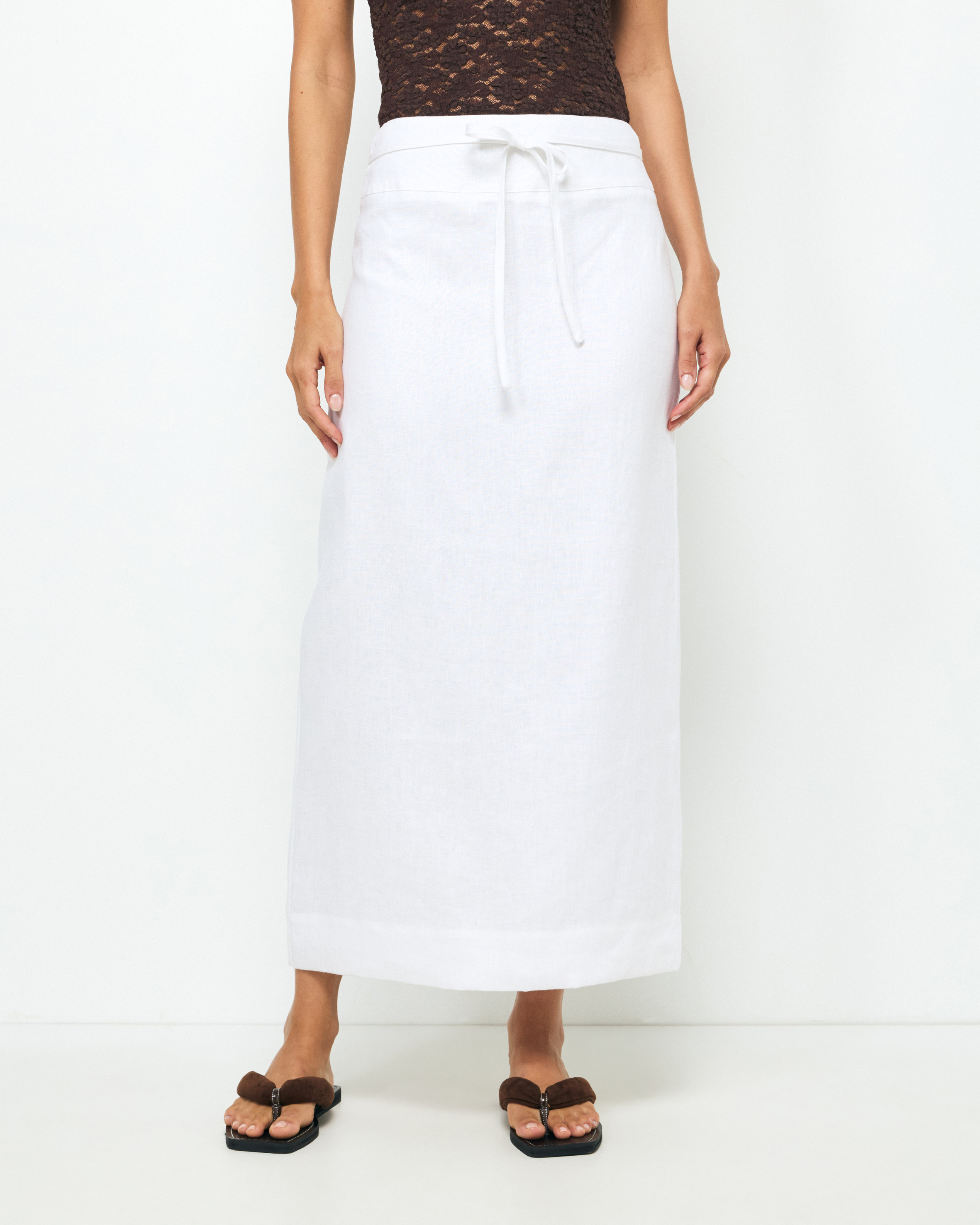 Alba Linen Midi Skirt