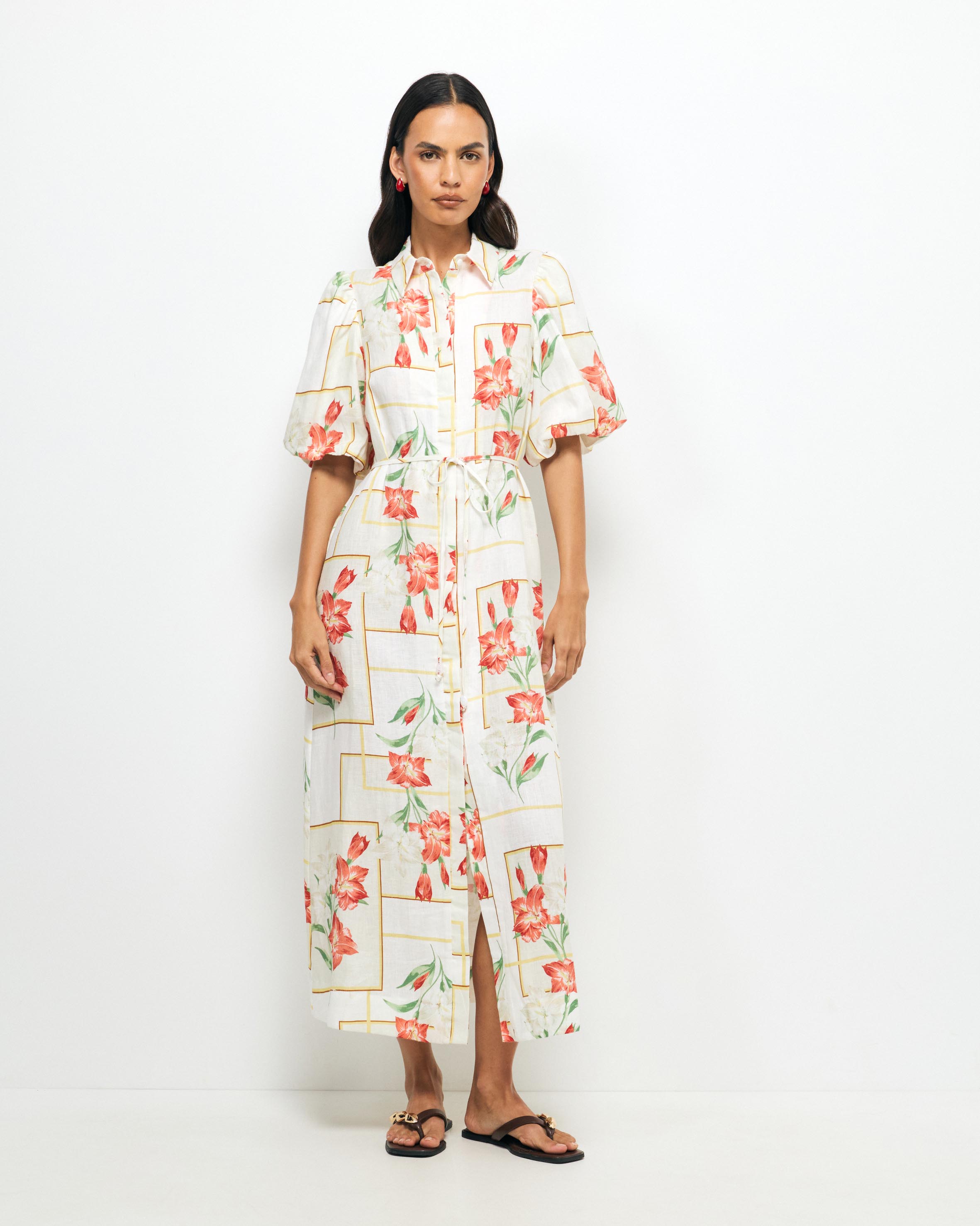 Asha Linen Midi Shirt Dress