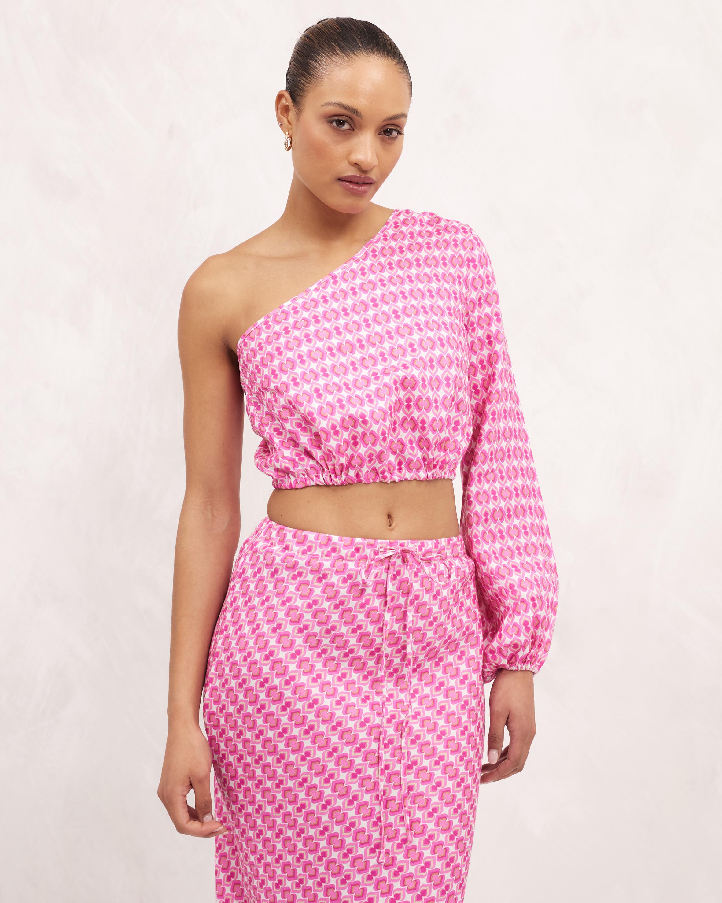 One Shoulder Linen Top