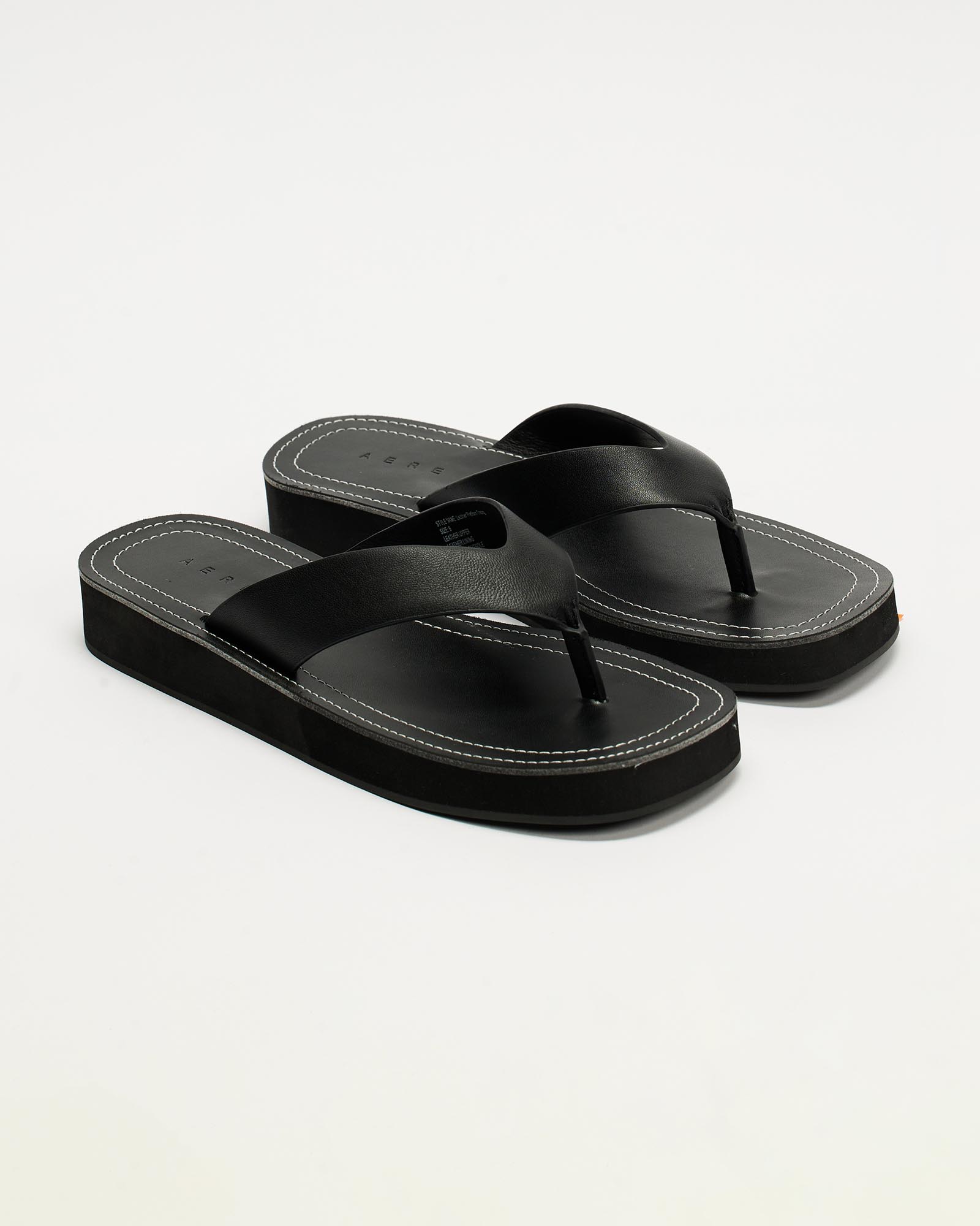 Leather Platform Thongs