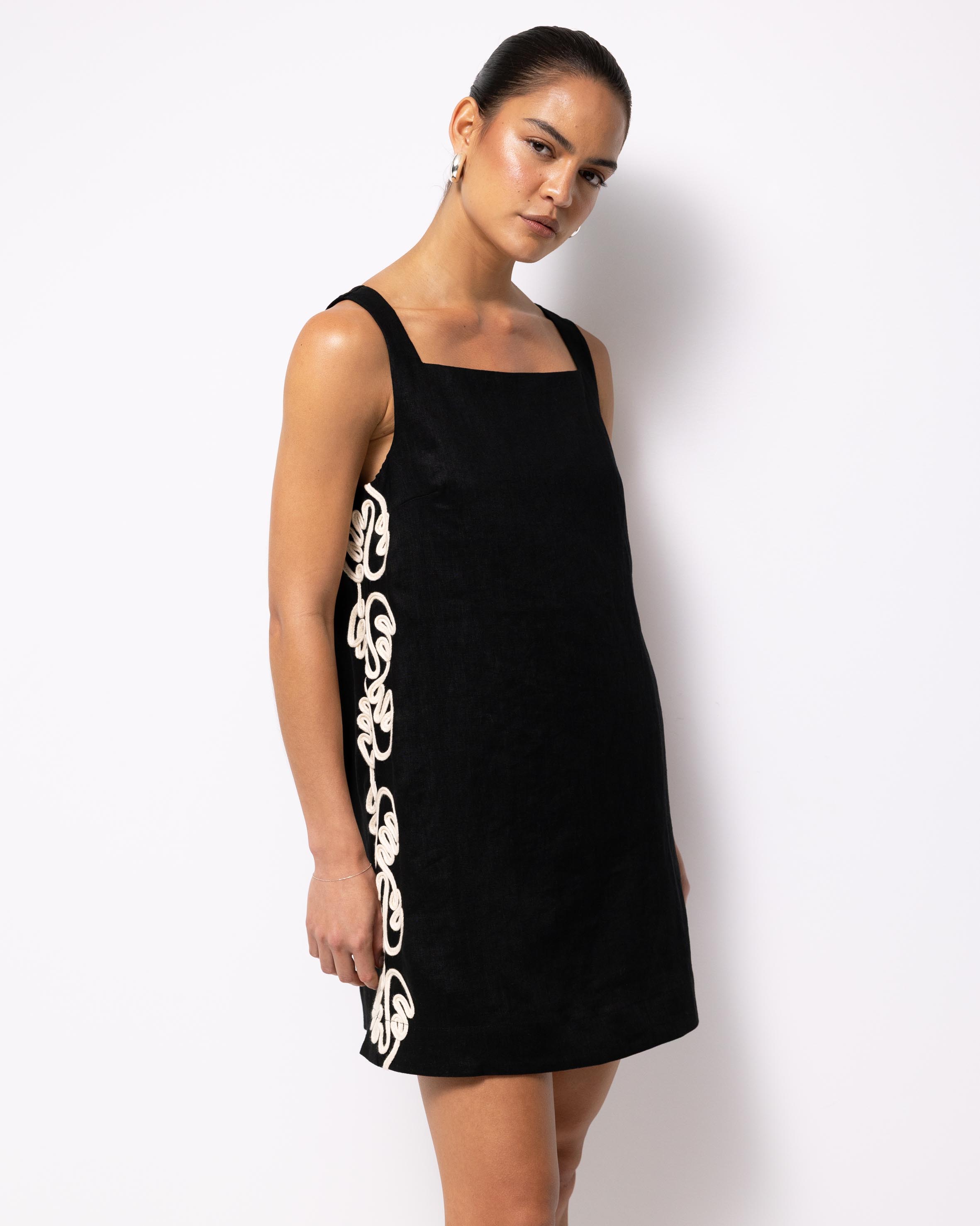 Quinn Embroidered Linen Mini Dress