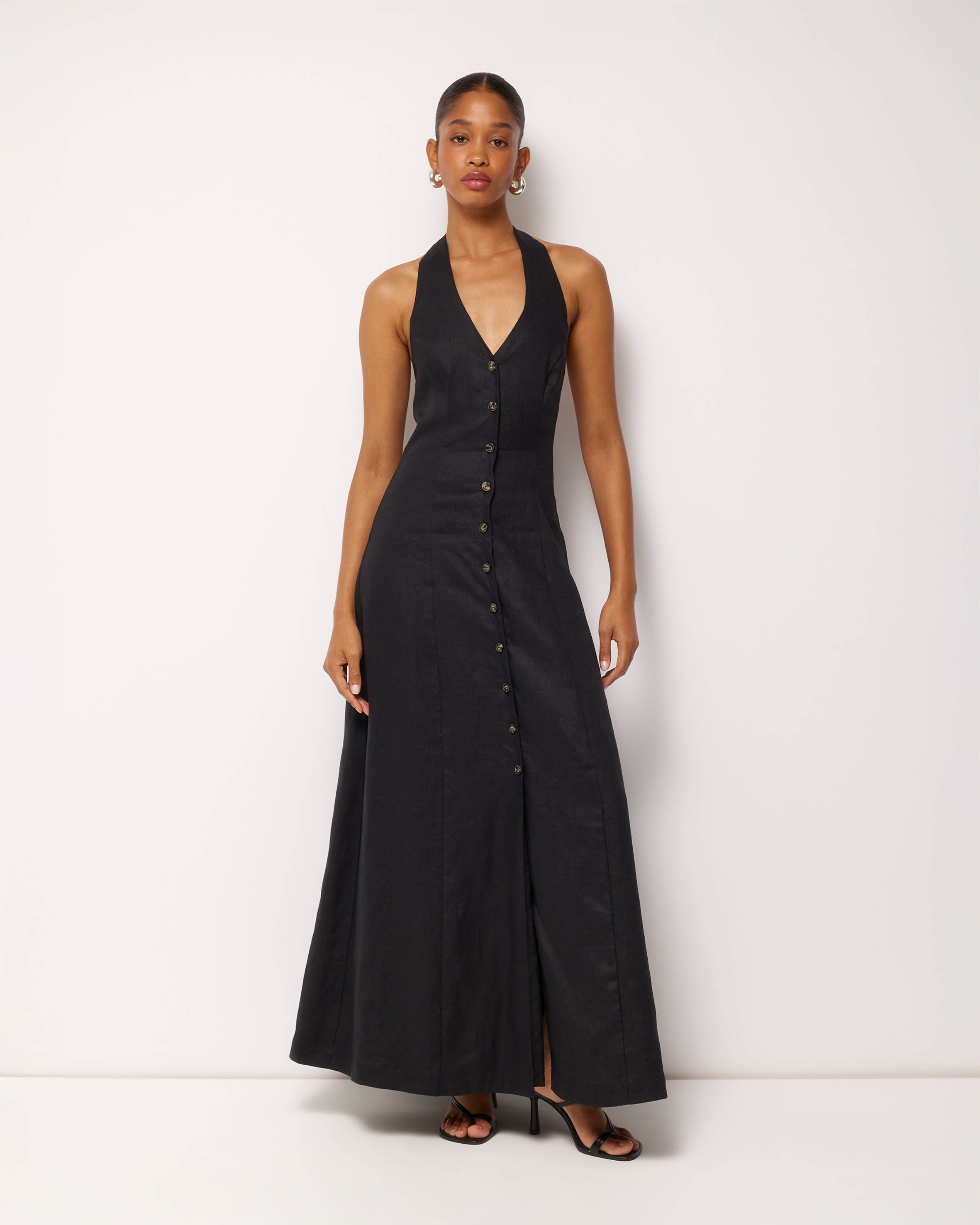 Rosa Linen Halter Midi Dress