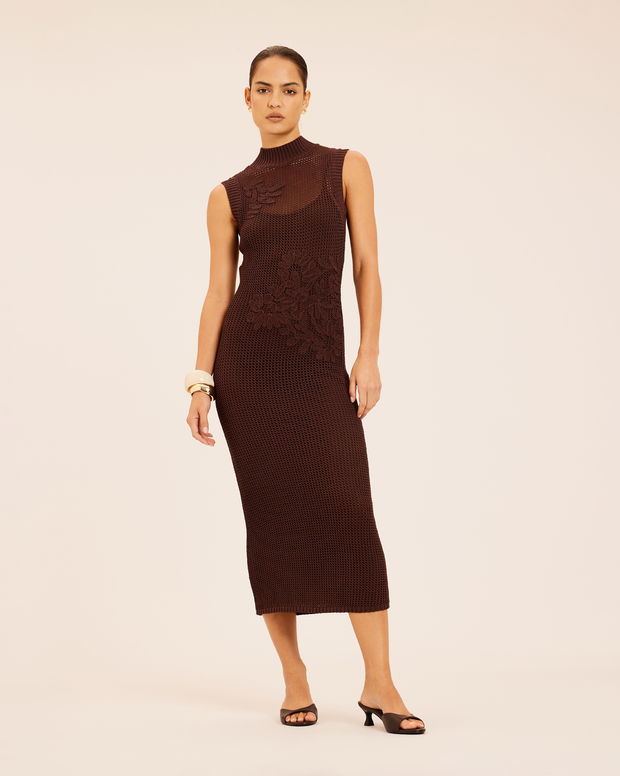 Floral Applique Knit Dress