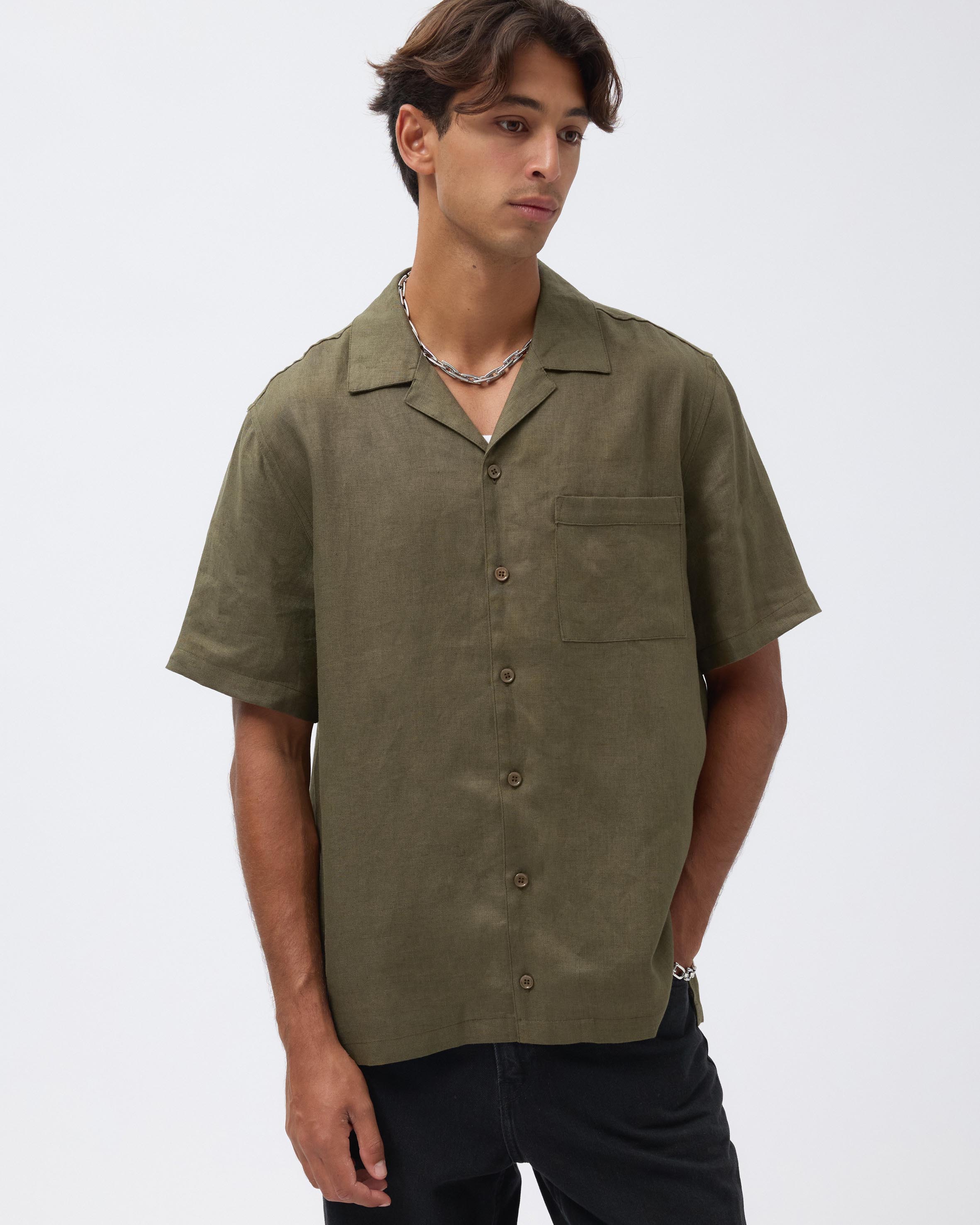 Kian Linen Camp Collar Shirt