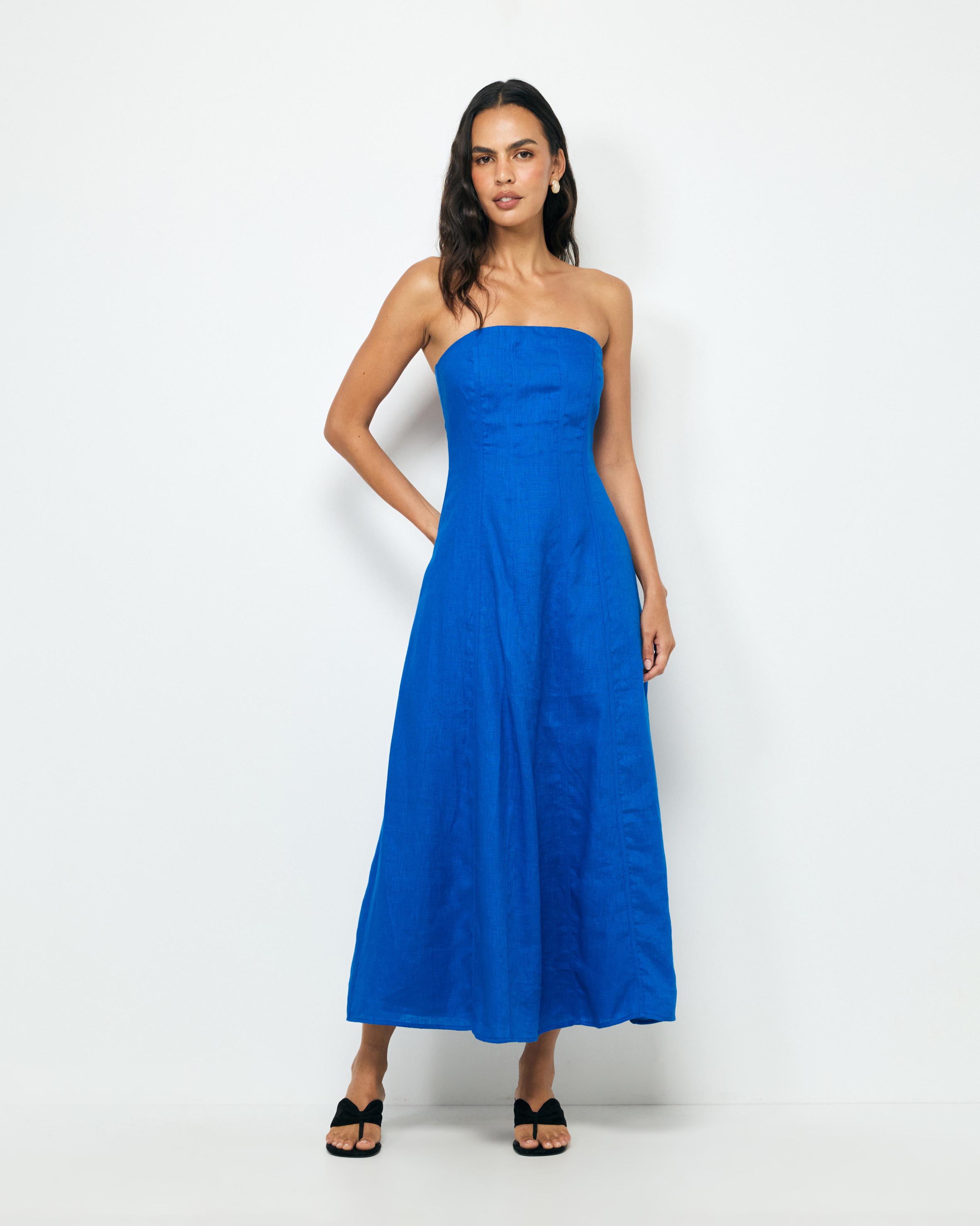 Blake Strapless Panelled Midi Dress
