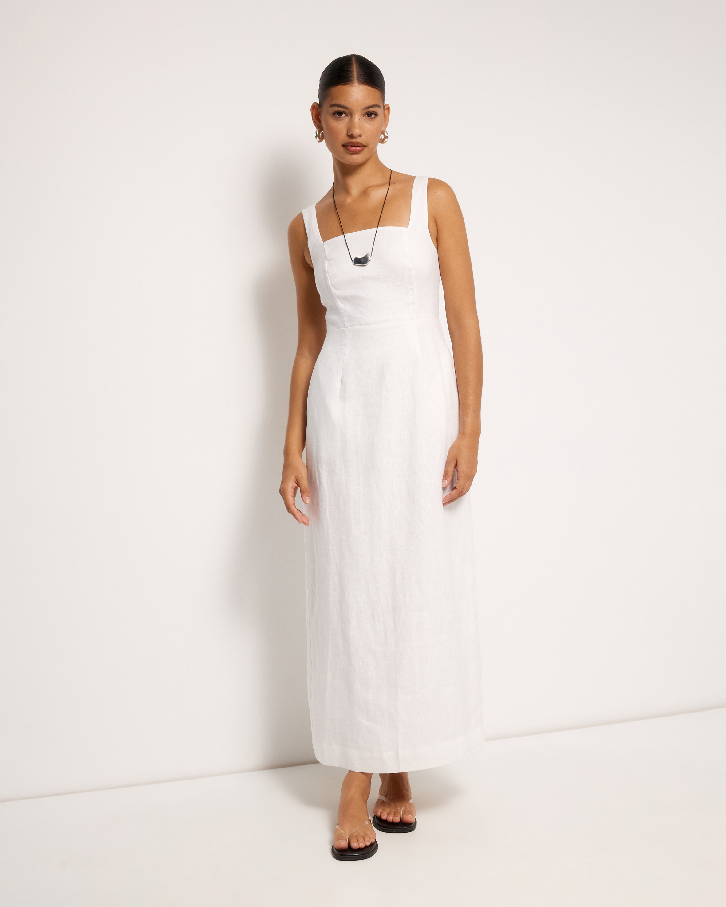 Kaili Linen Square Neck Maxi Dress