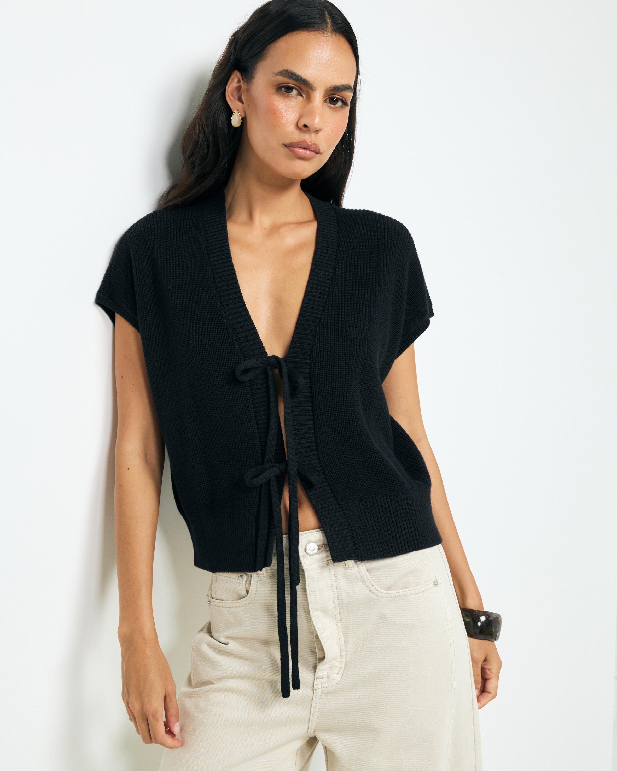 Ava Organic Cotton Tie Front Top