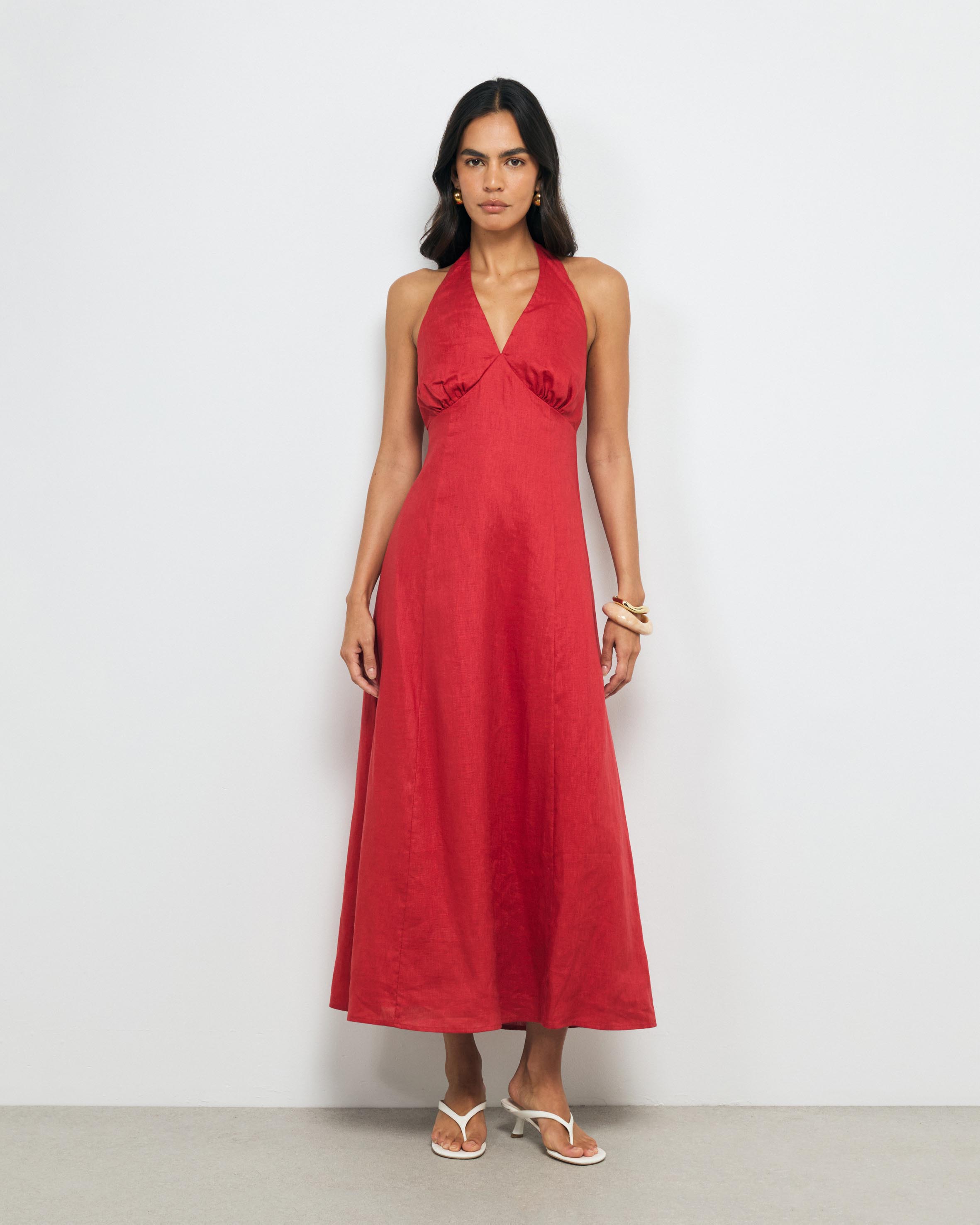Lacey Halter Linen Dress