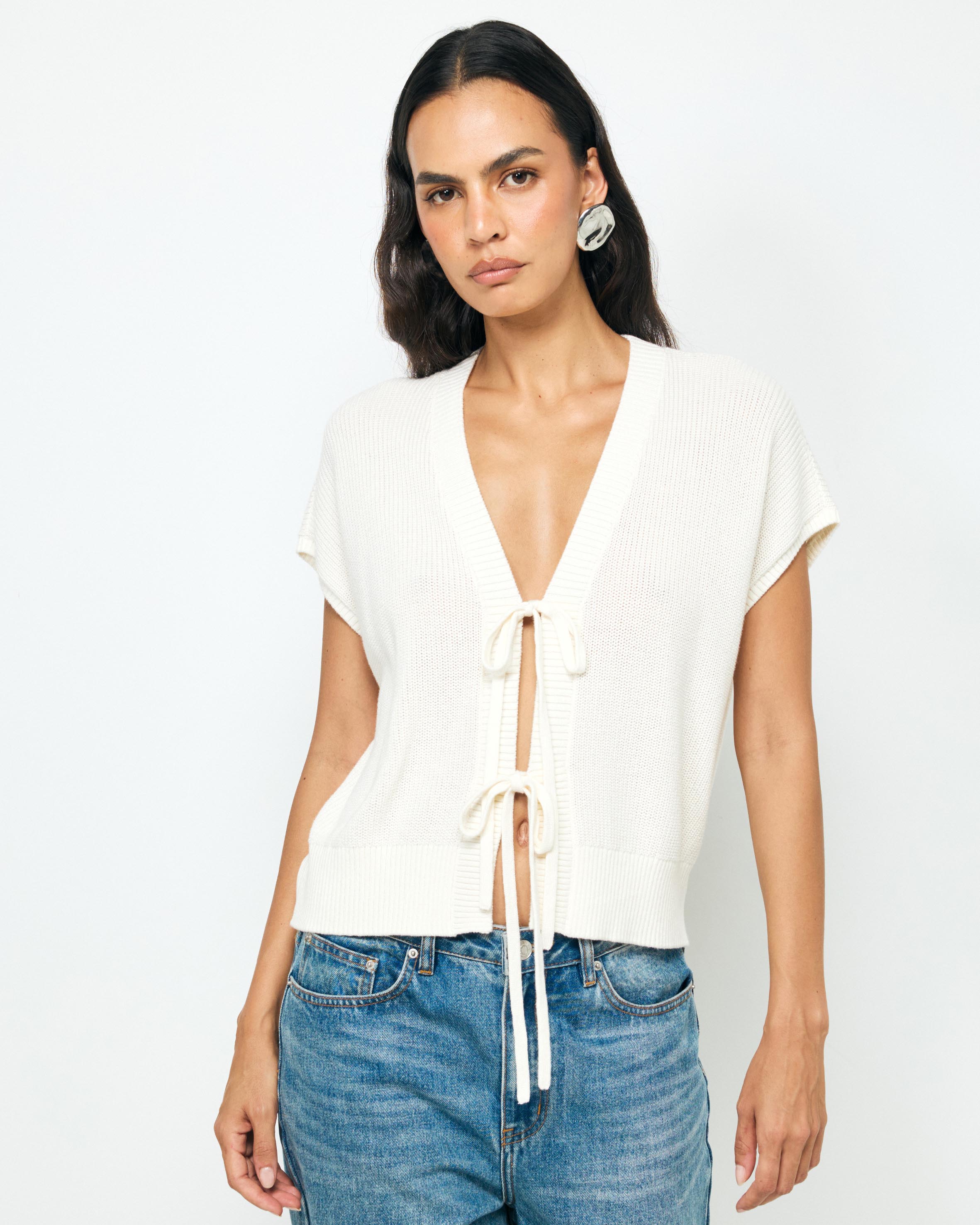 Ava Organic Cotton Tie Front Top