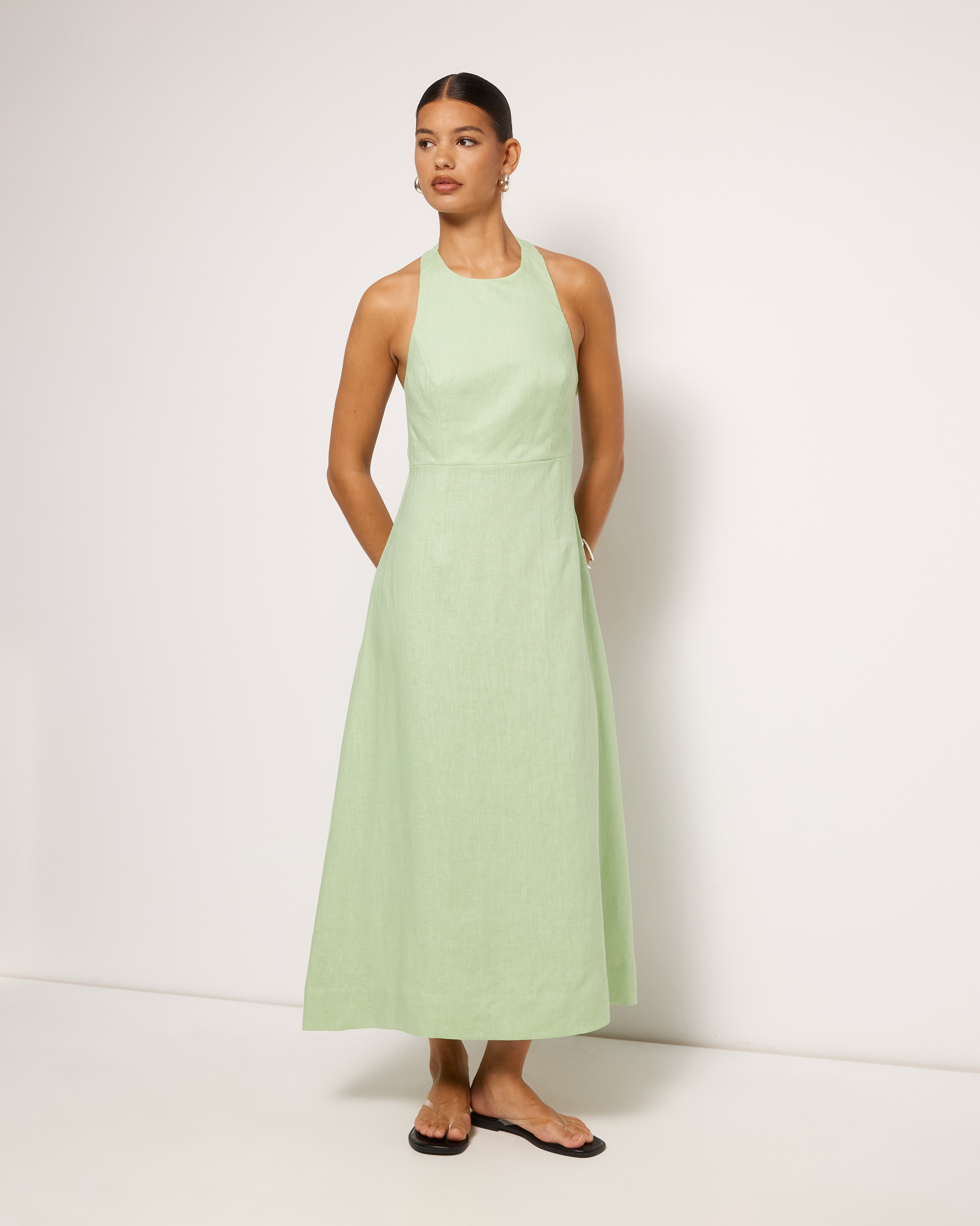 Waverly Halter Linen Midi Dress