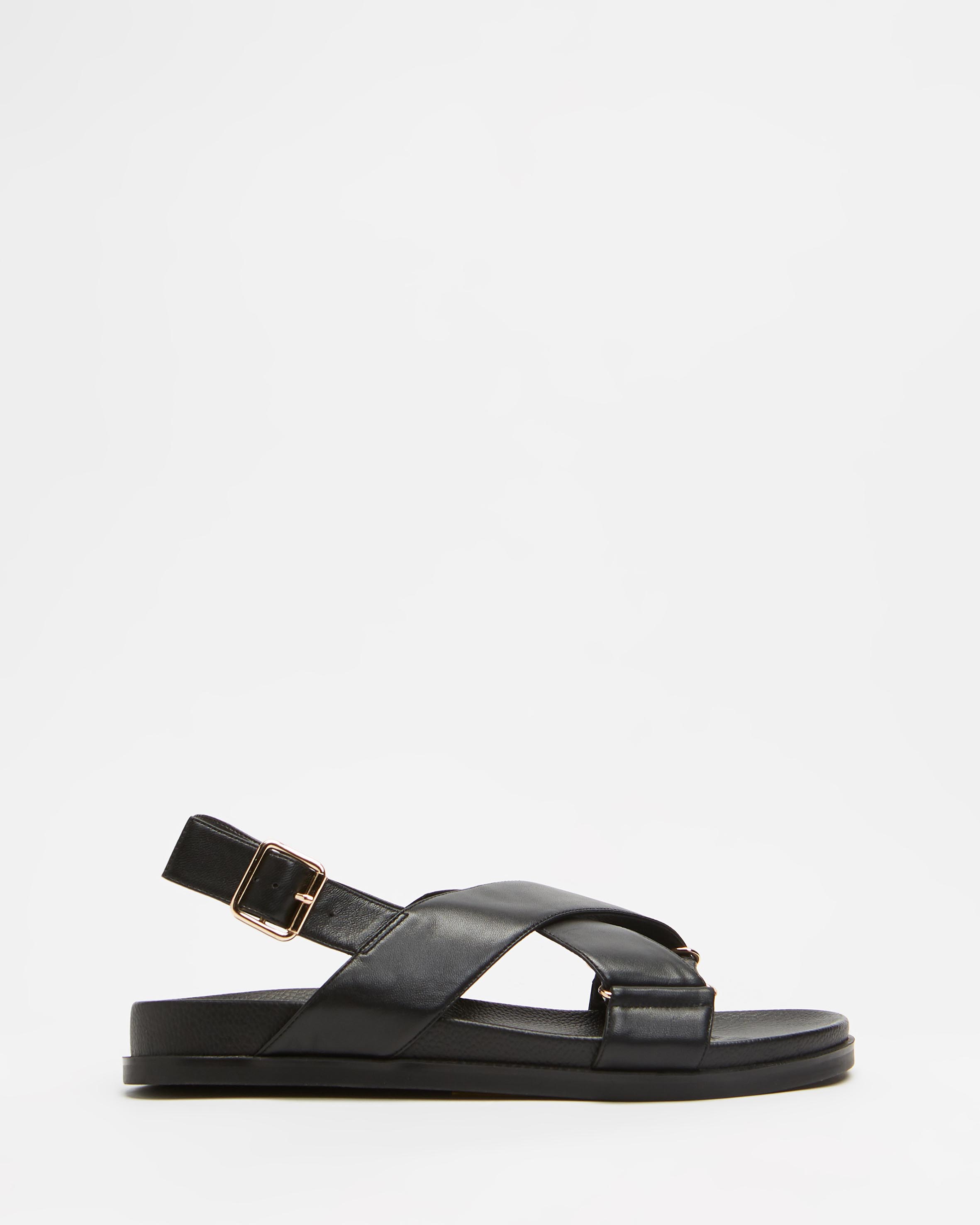 Crossover Leather Footbed Sandals