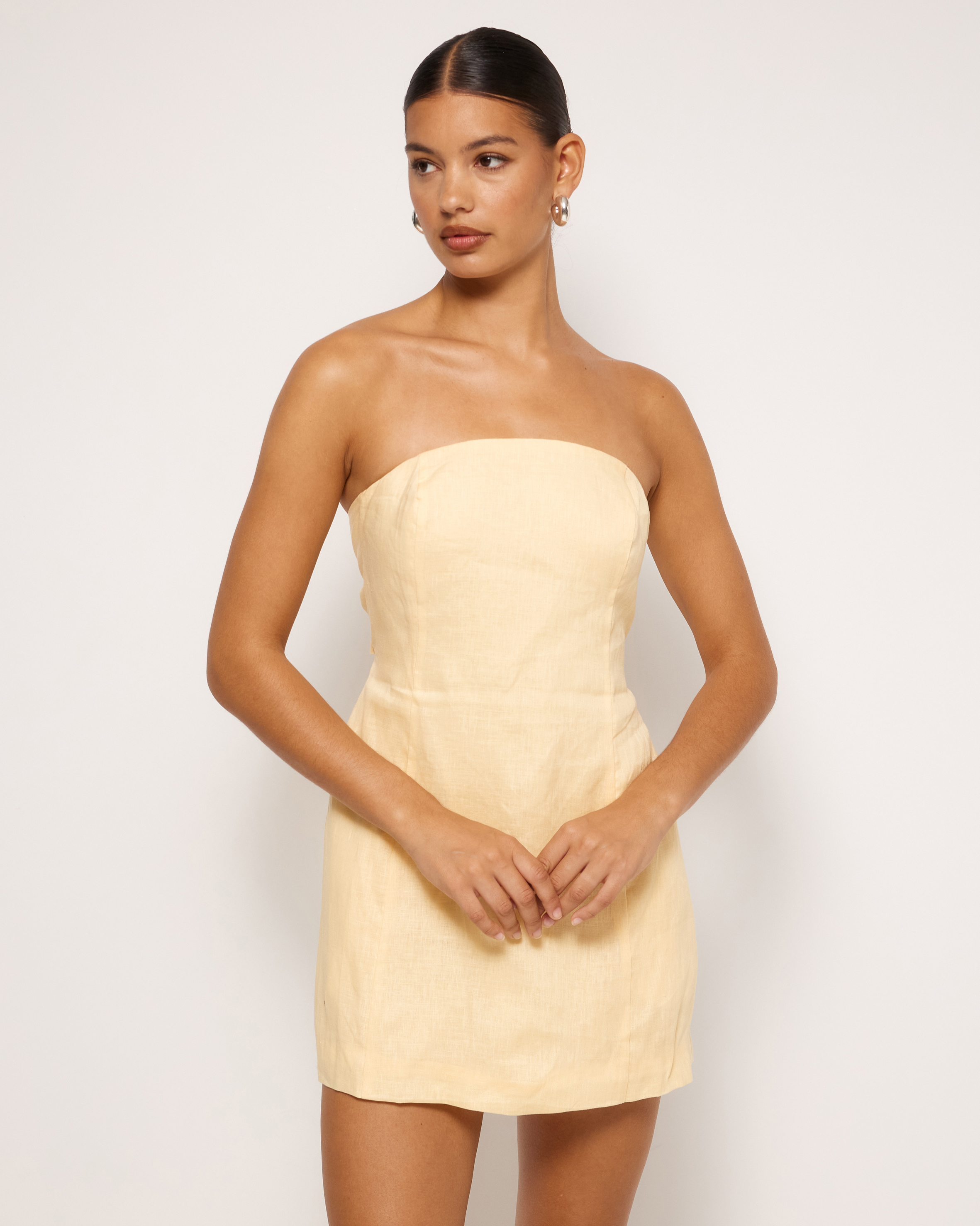 Fia Linen Strapless Mini Dress