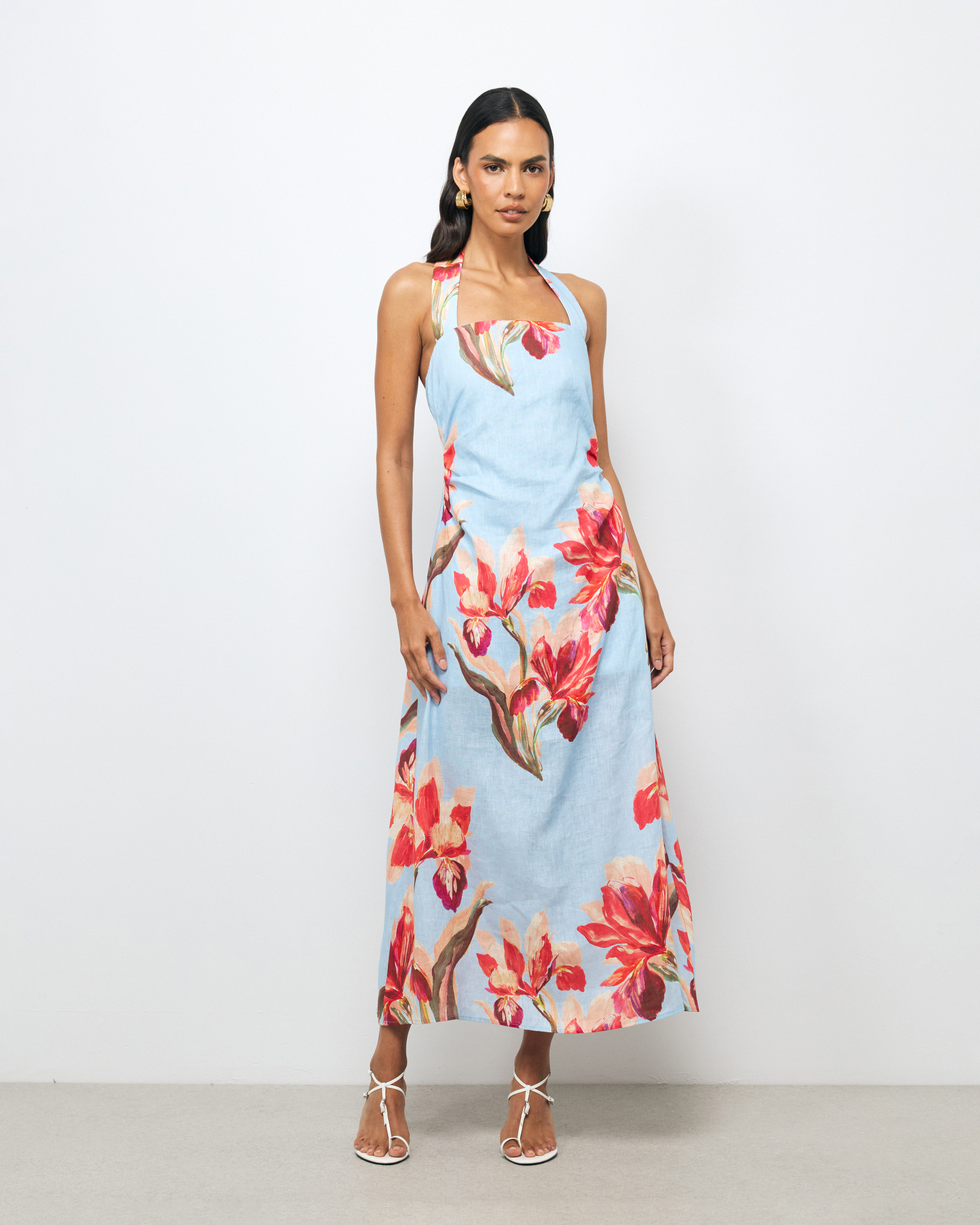 Liore Linen Halter Midi Dress