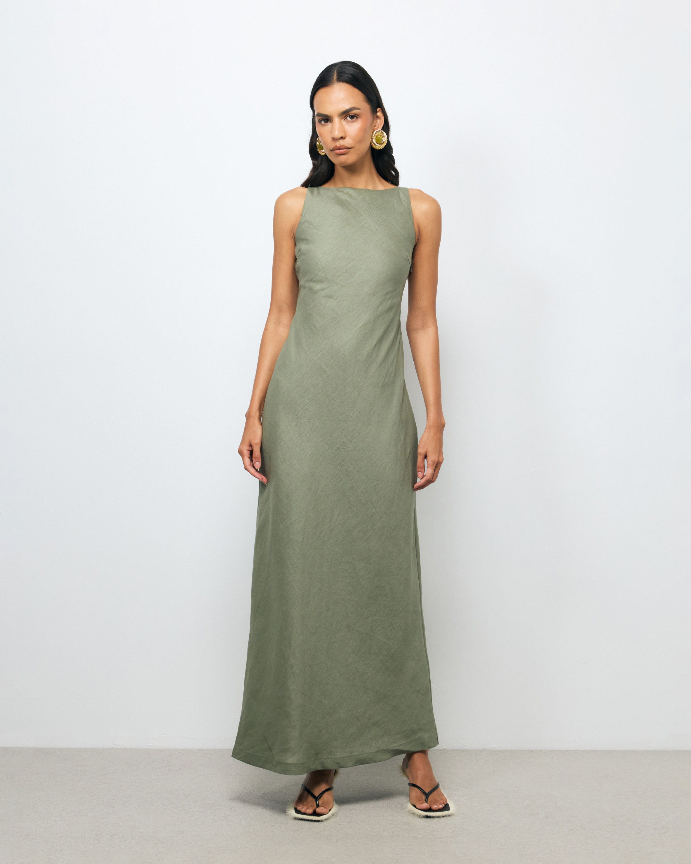 Jaida Bias Linen Slip Dress