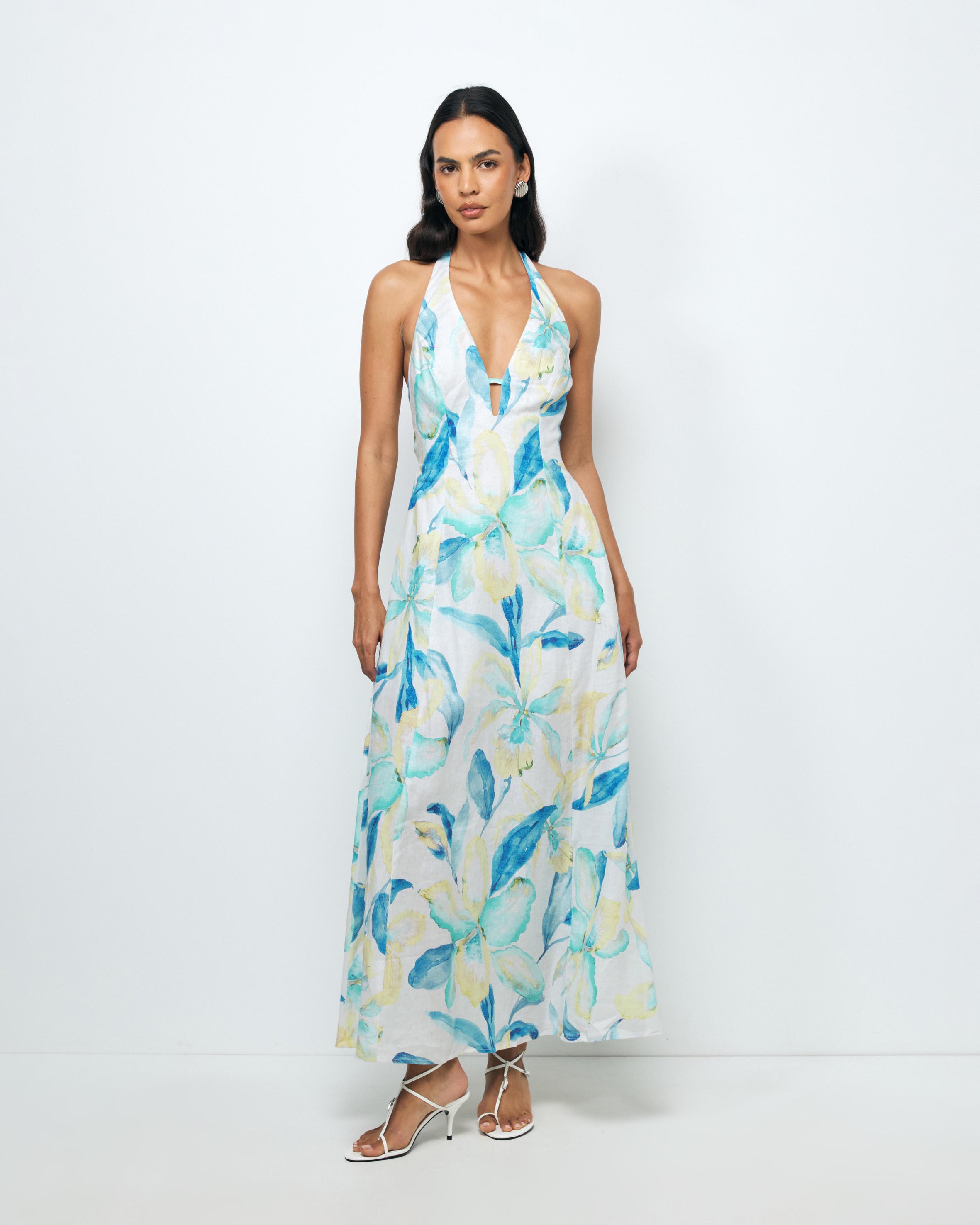 Kira Linen Halter Midi Dress