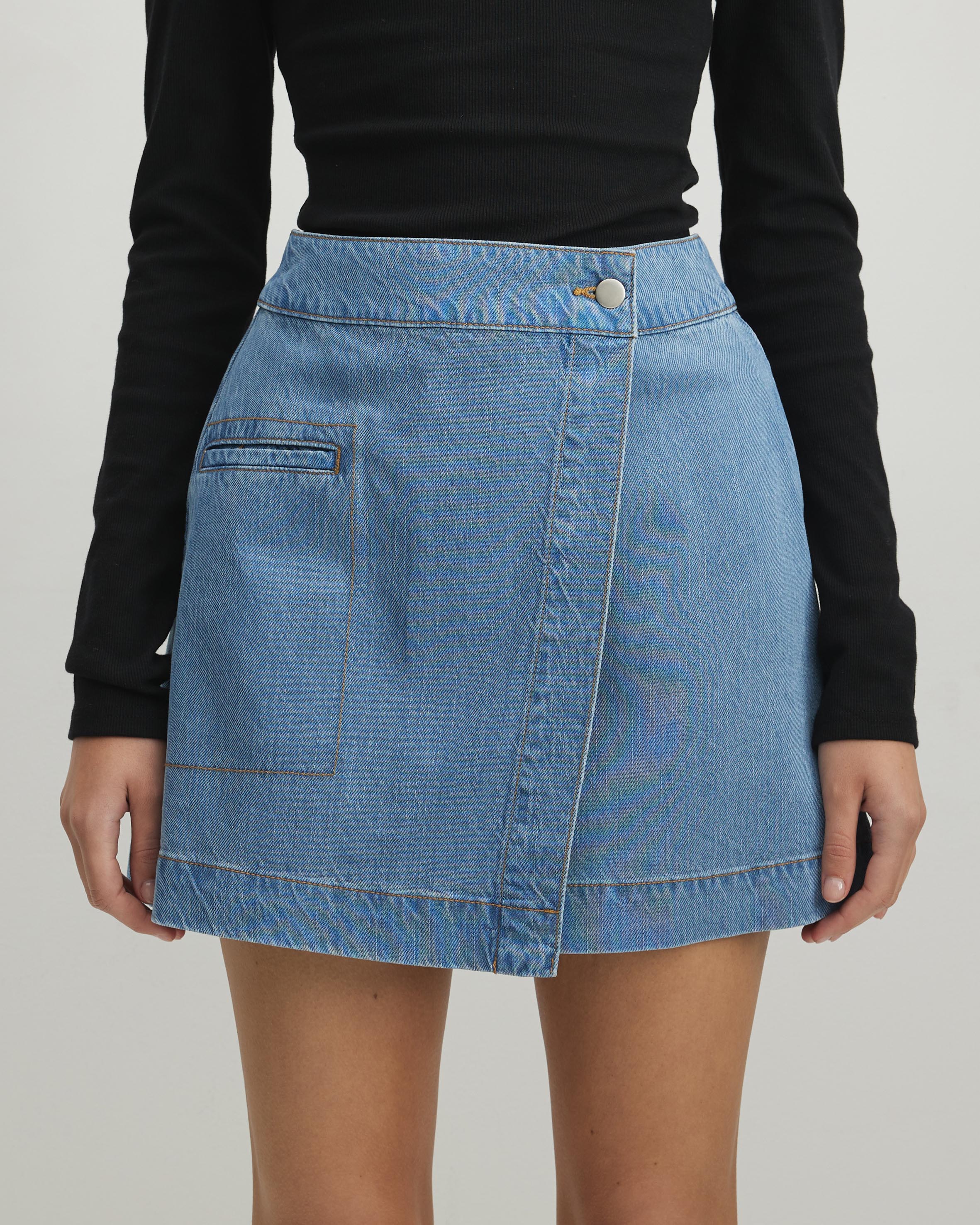 Remi Denim Wrap Skirt