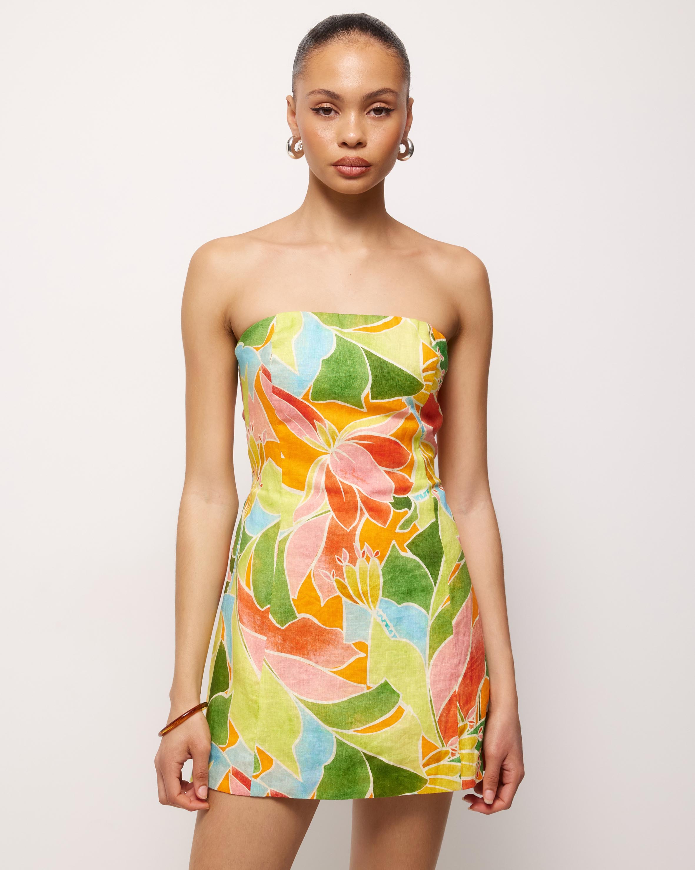 Emina Linen Strapless Mini Dress