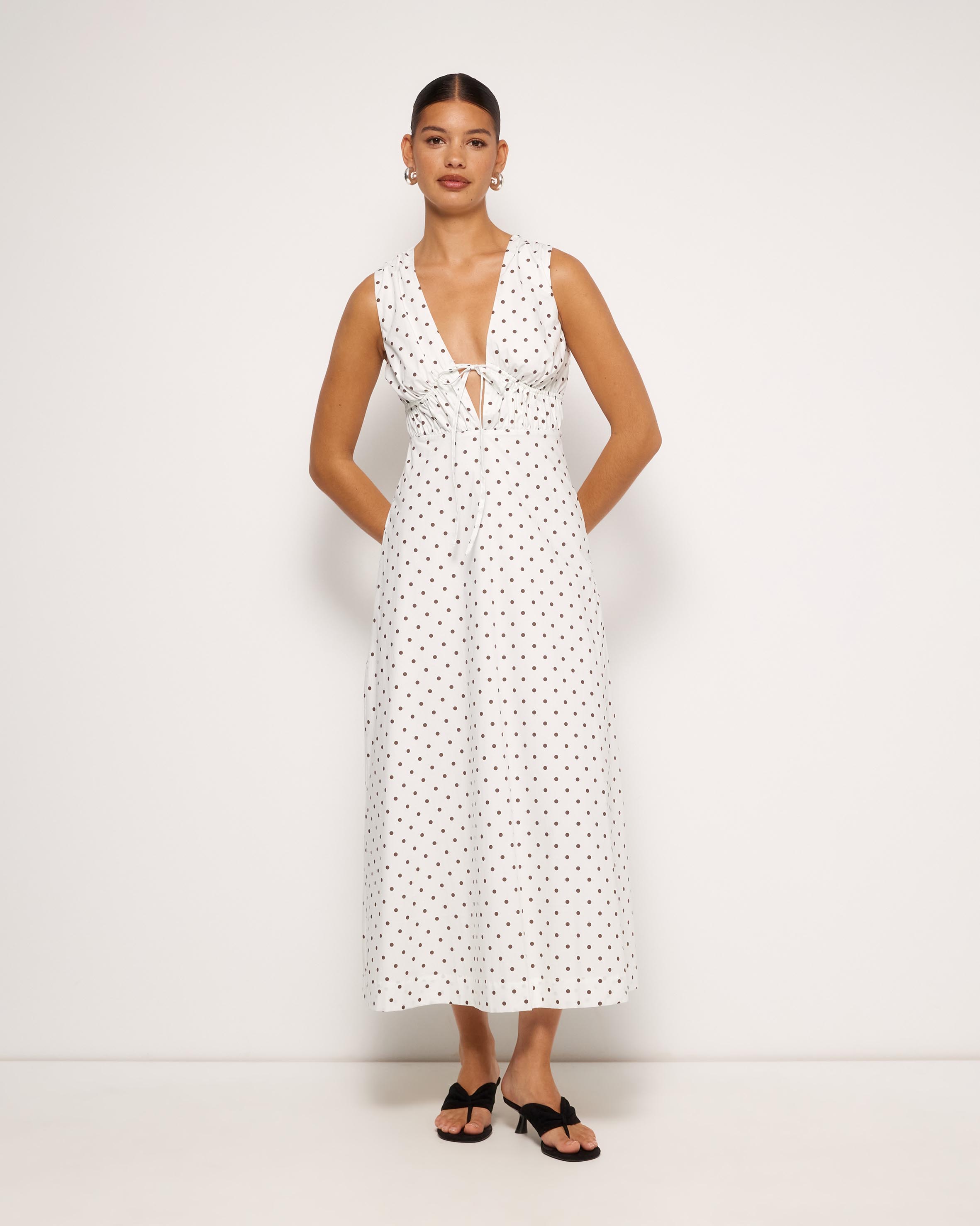 Juniper Tie Front Cotton Midi Dress