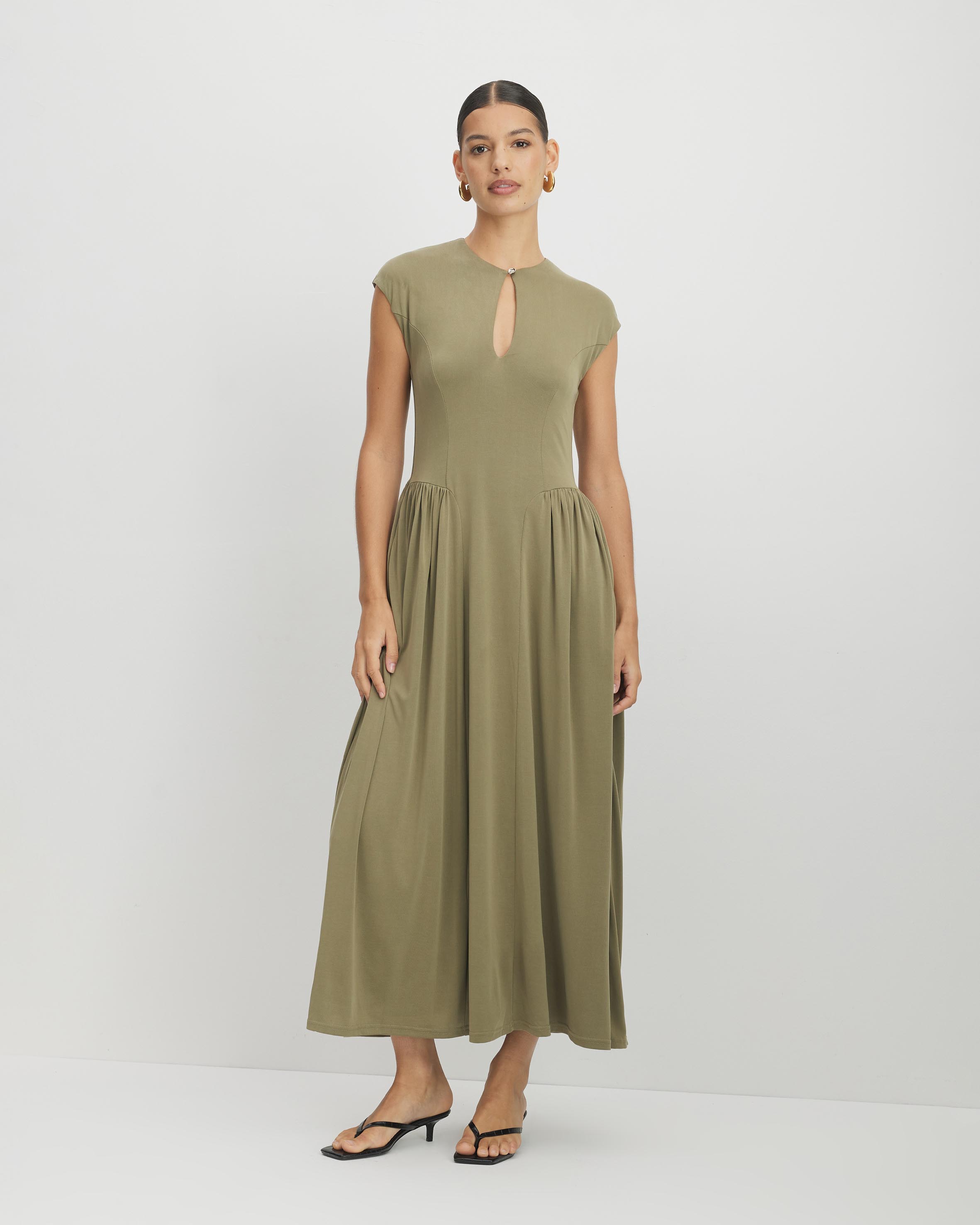 Alex Jersey Gathered Midi Dress