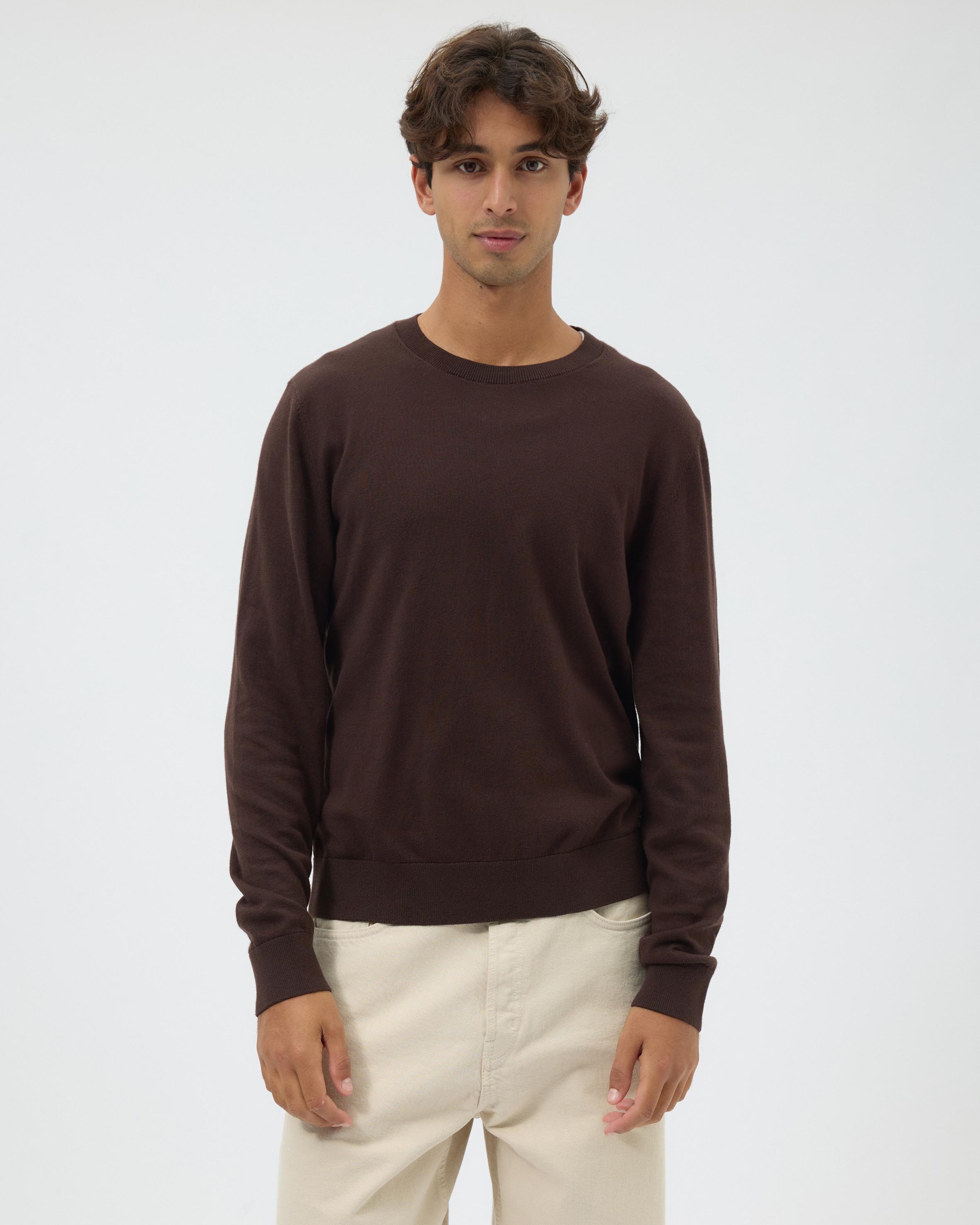 Lightweight Organic Cotton Crew Neck Knit Jumper