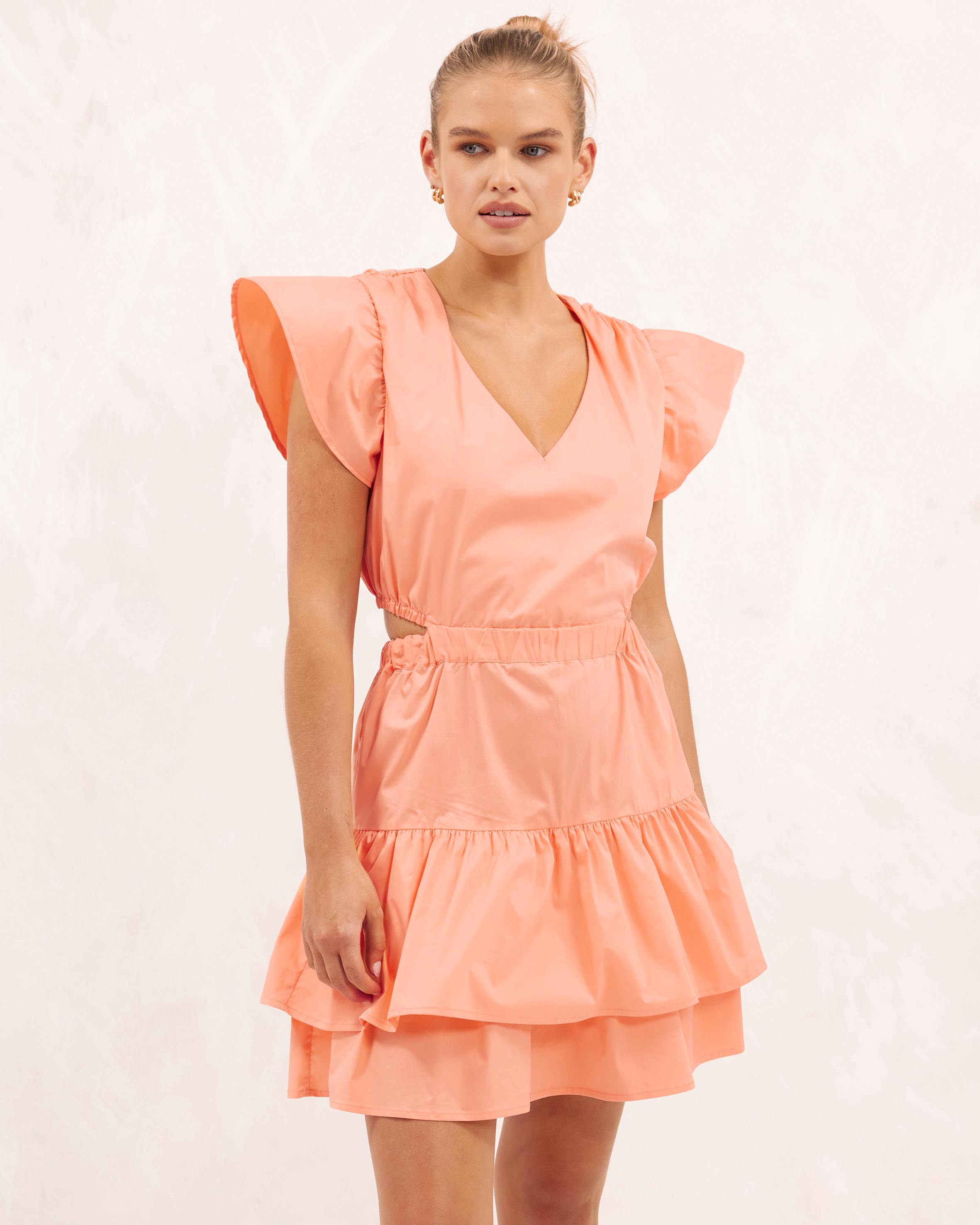 Organic Cotton Ruffle Sleeve Mini Dress