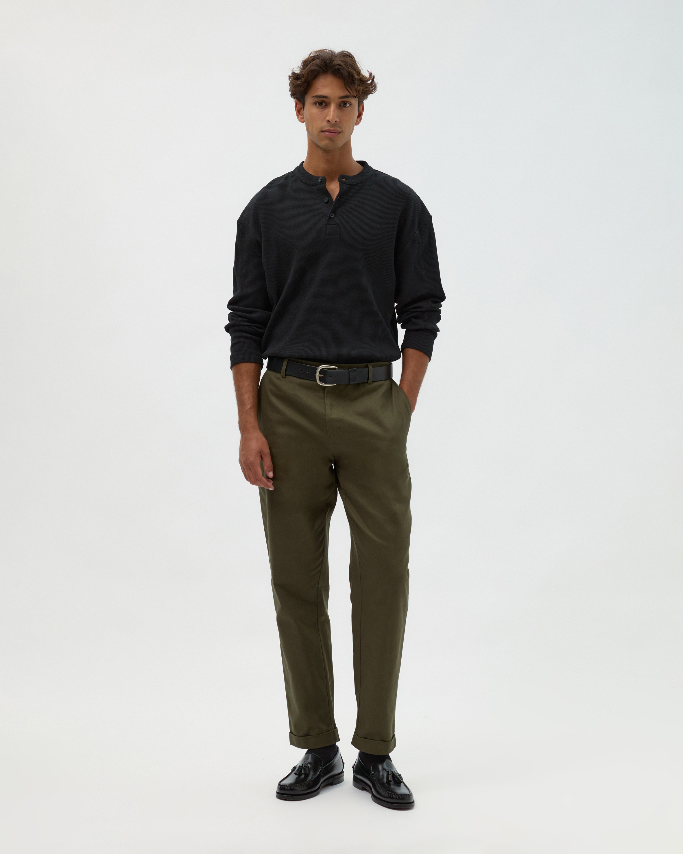 Tapered Cotton Twill Trousers