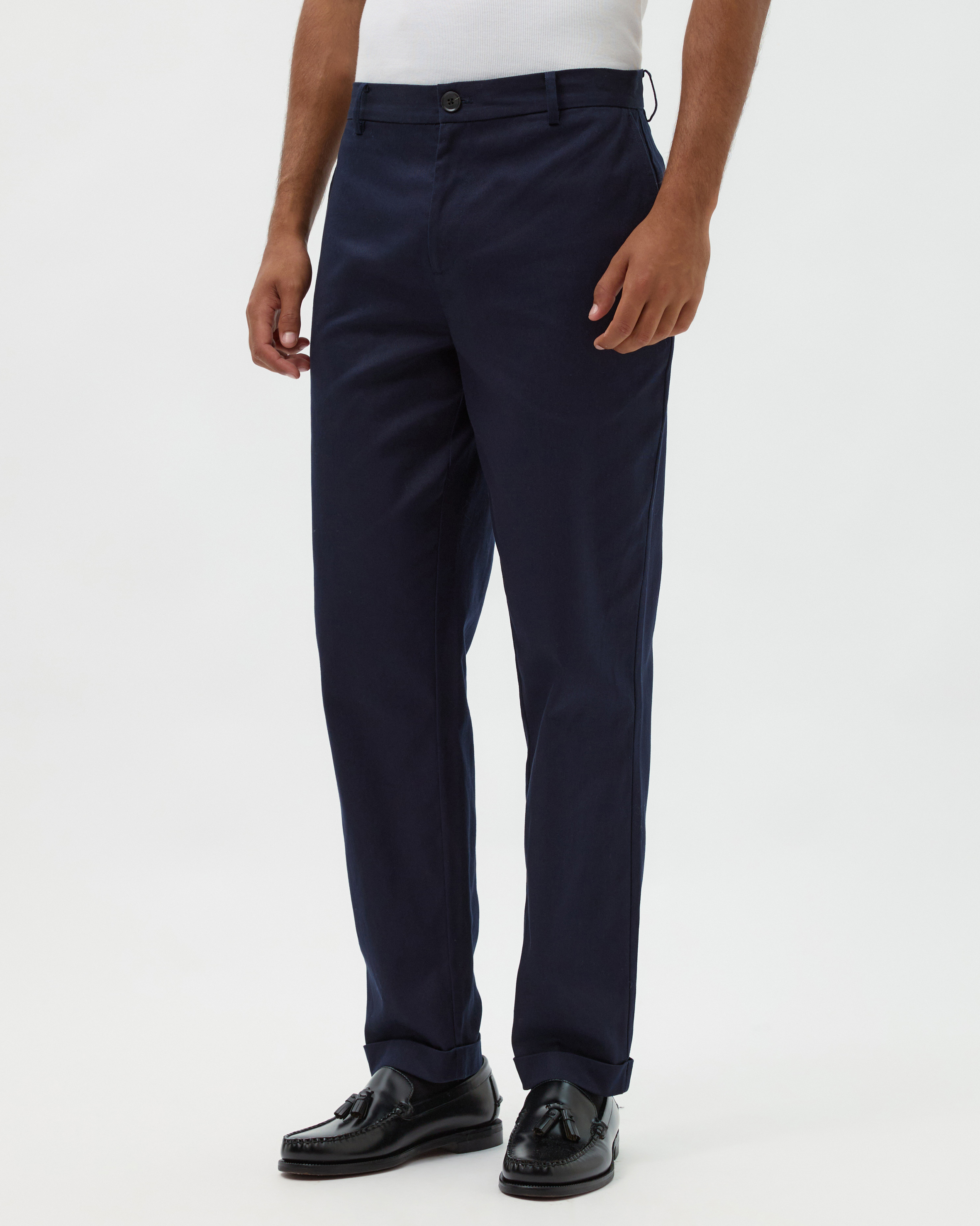 Tapered Cotton Twill Trousers