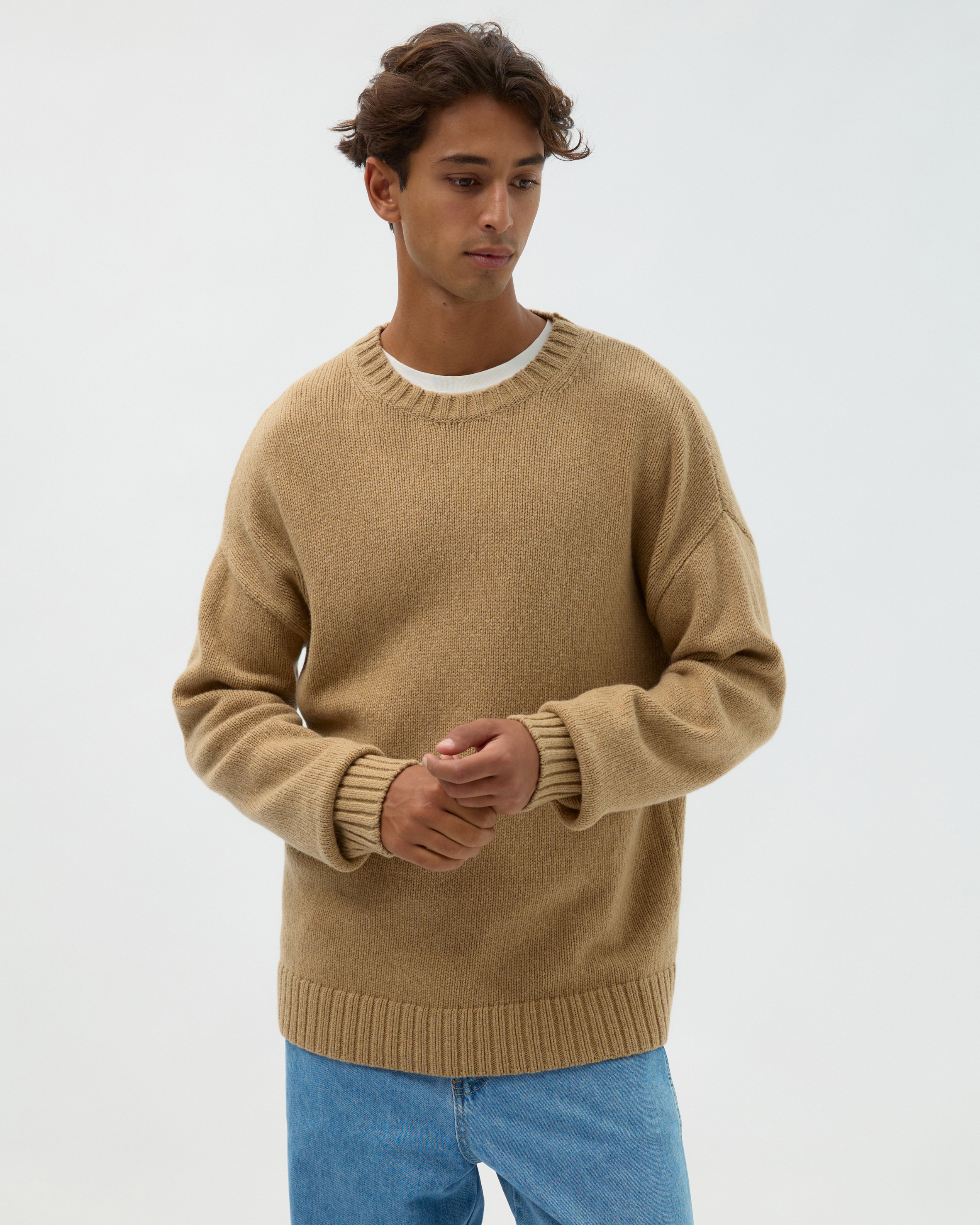 Merino Wool Chunky Crew Neck Sweater