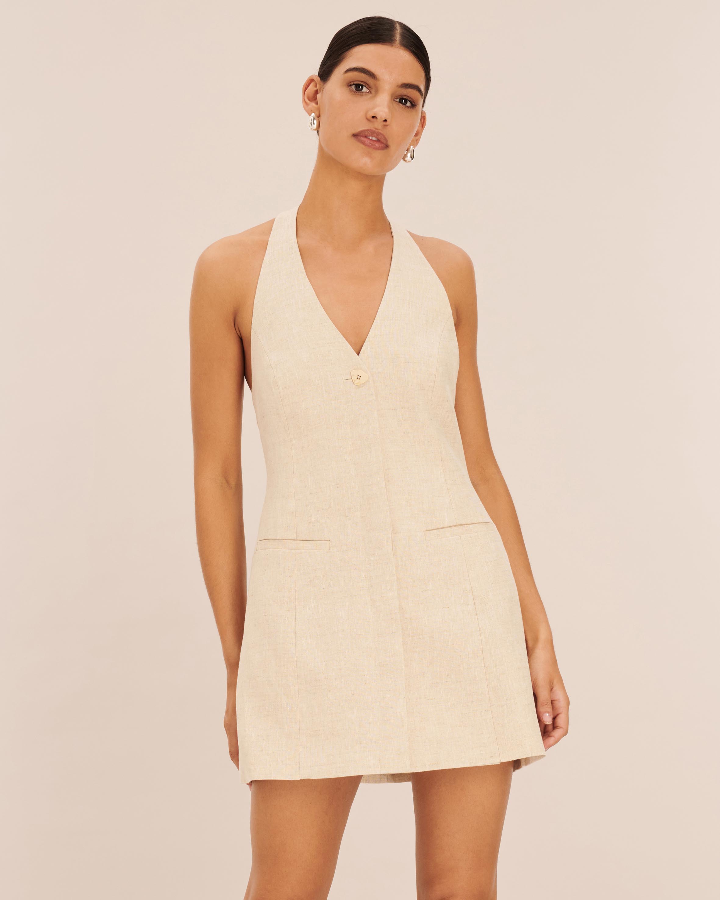 Tailored Linen Mini Halter Dress