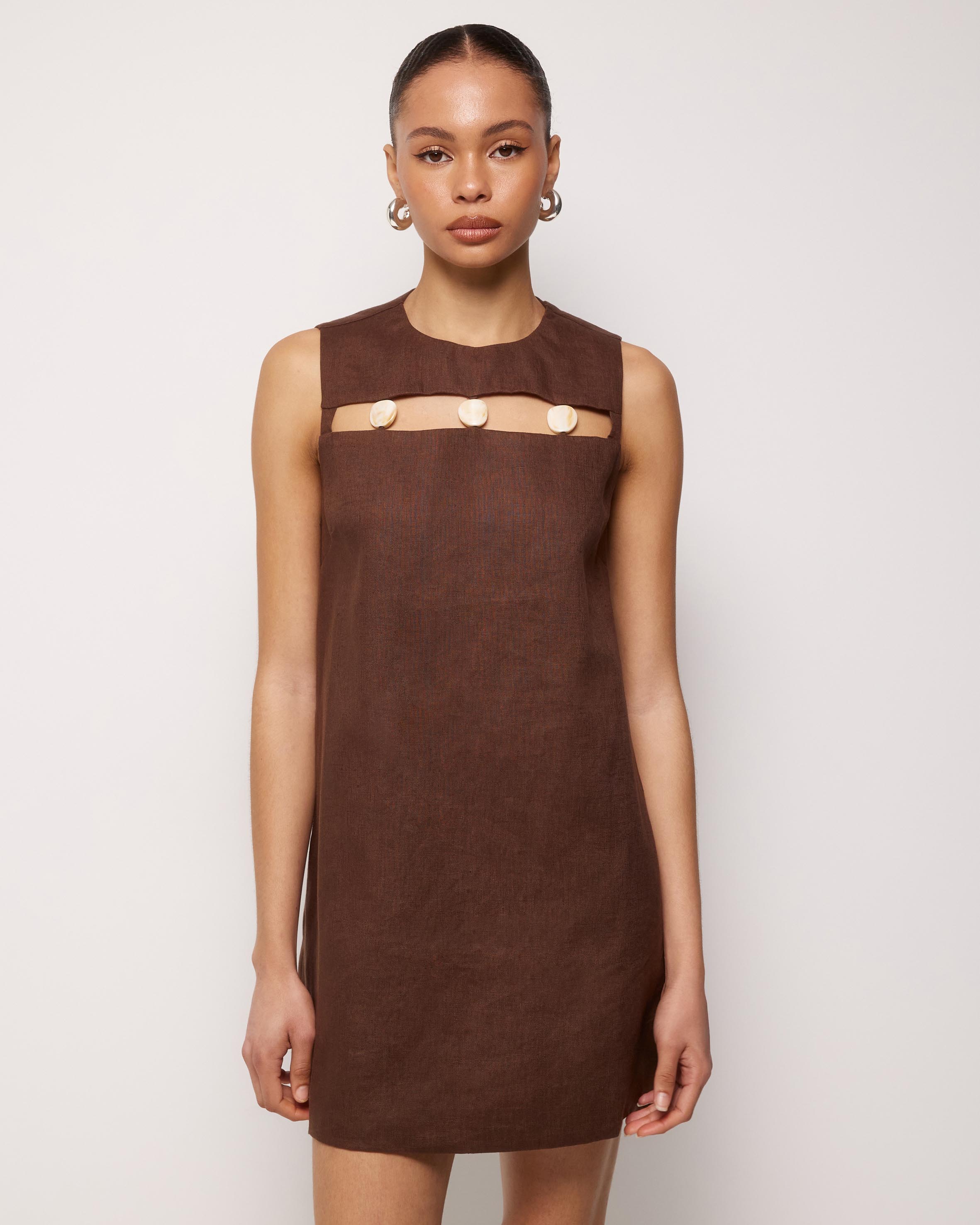 Haven Linen Beaded Mini Dress