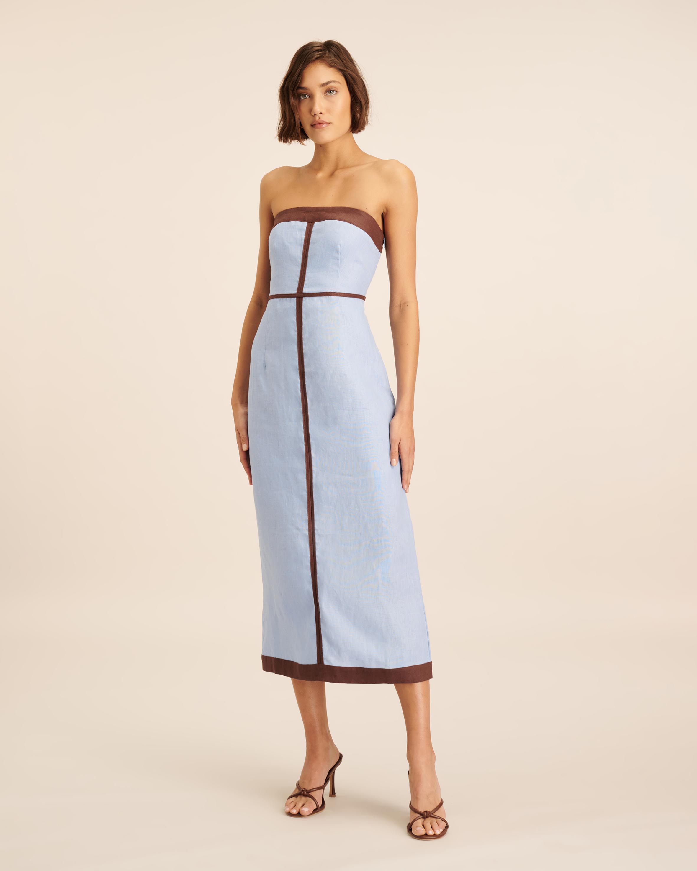 Ari Linen Contrast Strapless Dress