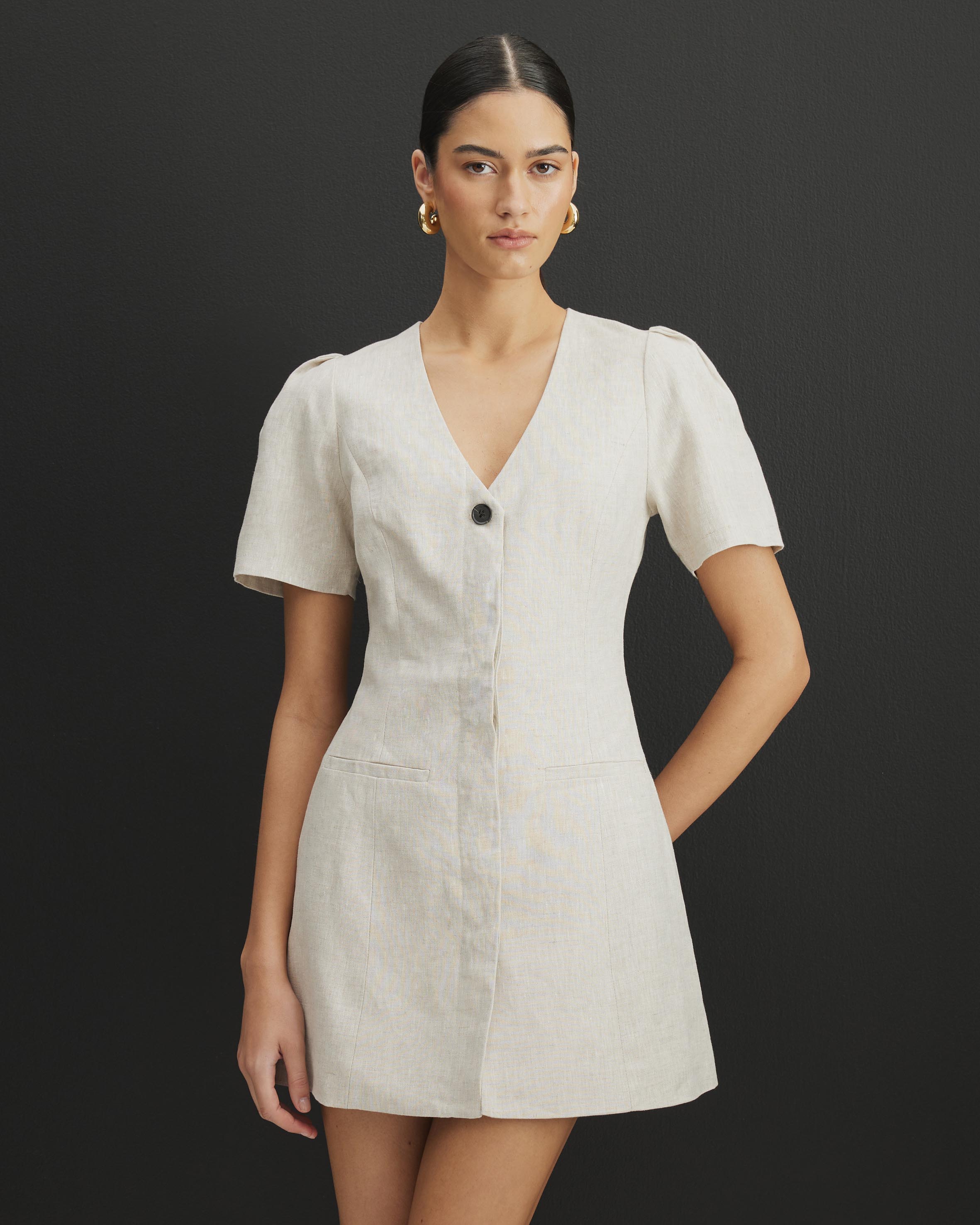 Luna Linen Tailored Mini Dress