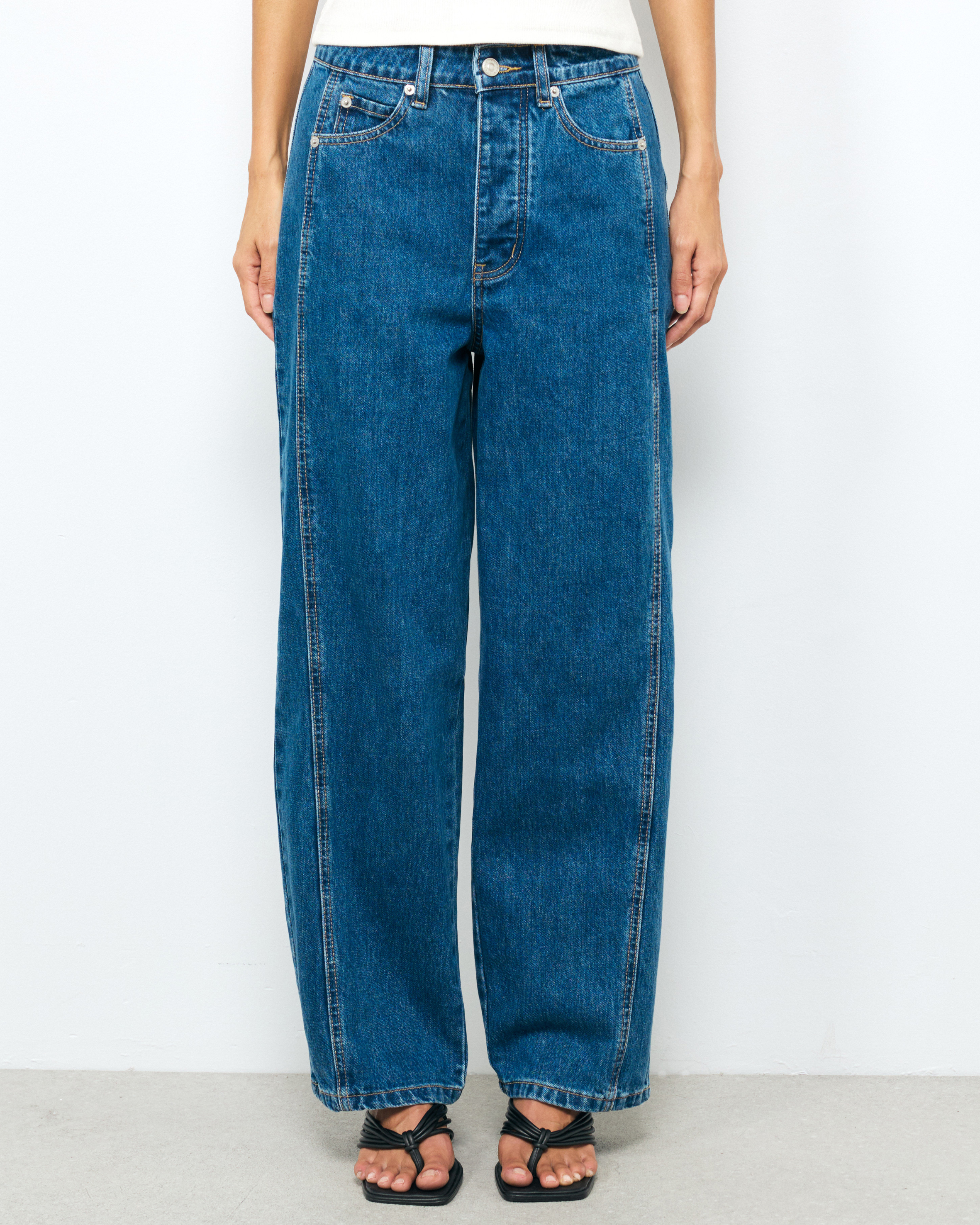 Mid Rise Straight Leg Jeans