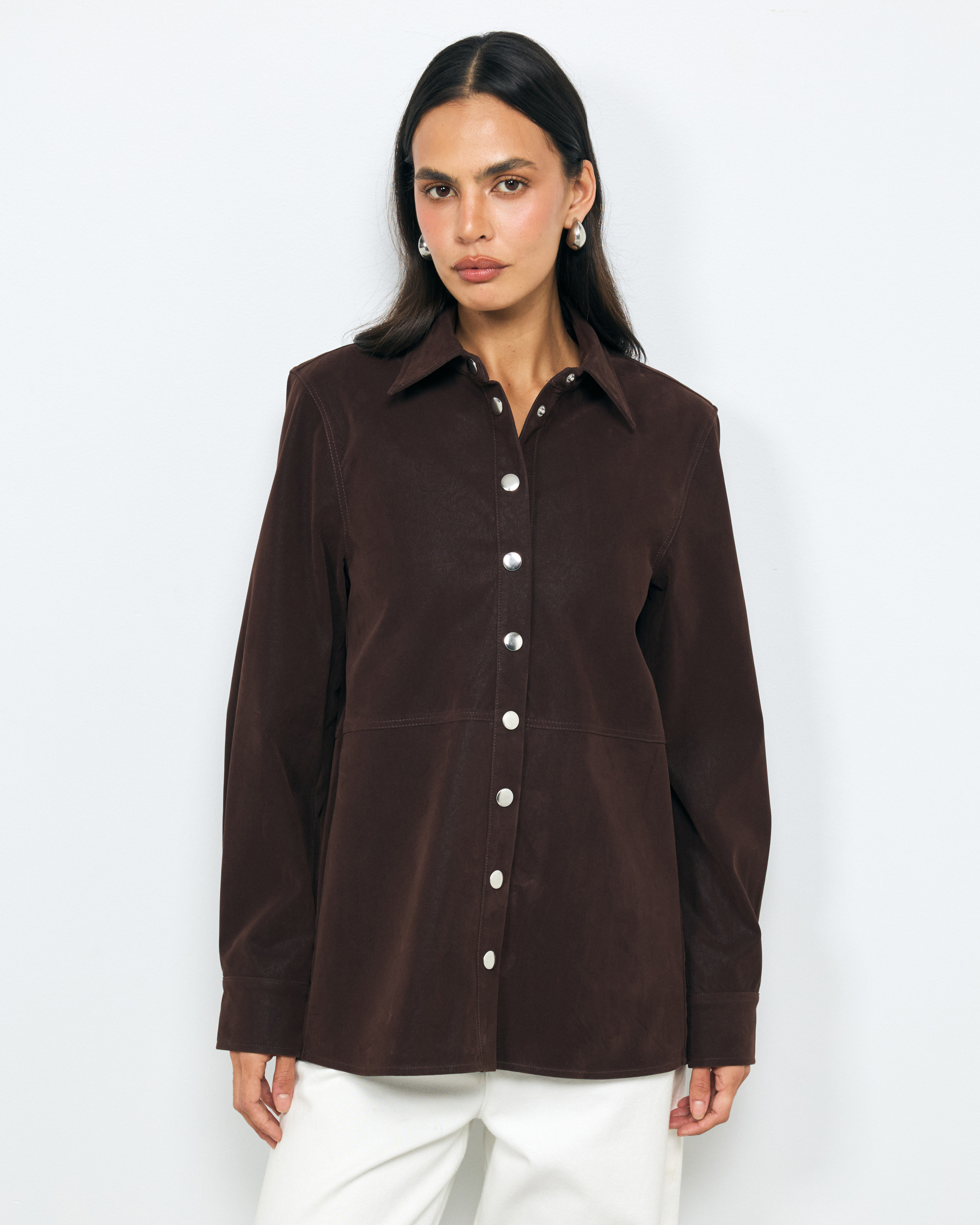 Suede-Look Panel Shirt